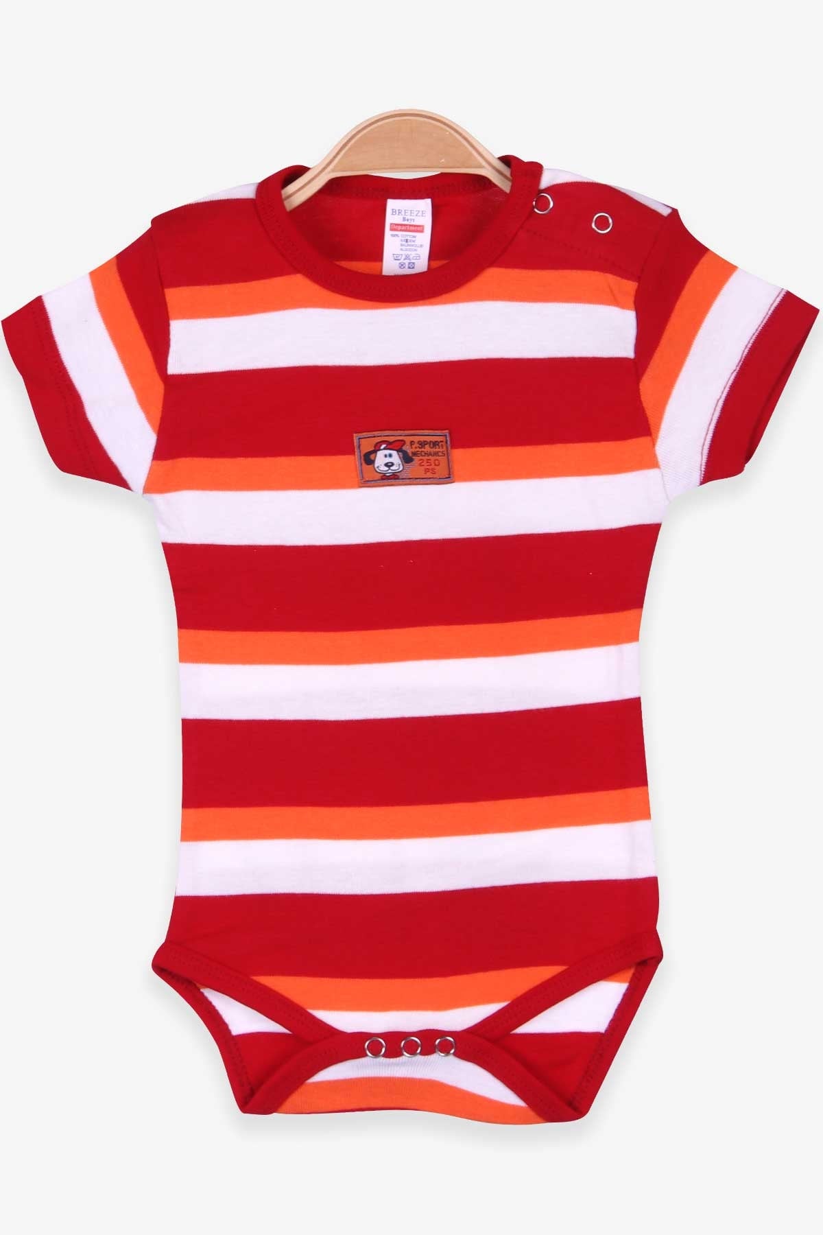 Breeze Erkek Bebek Çıtçıtlı Body Çizgili Kırmızı (9 Ay-3 Yaş)
