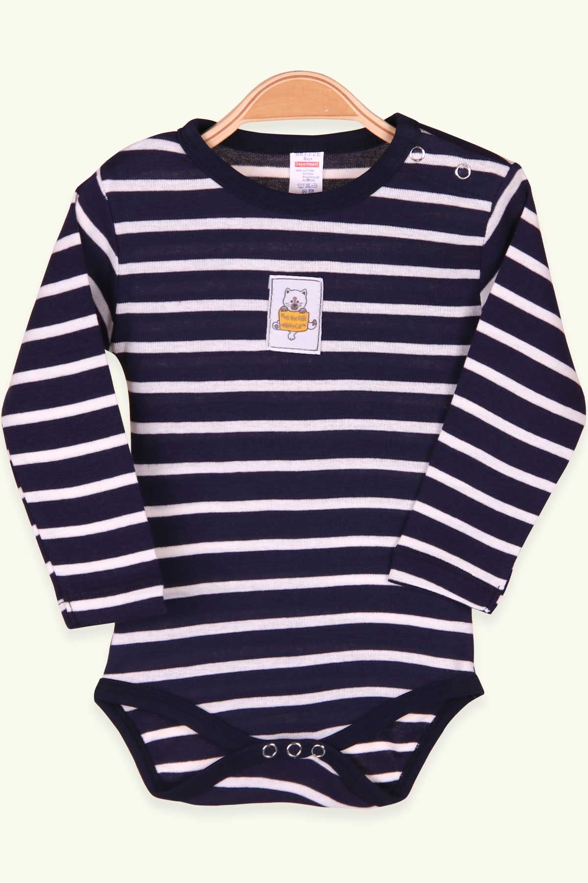 Breeze Erkek Bebek Çıtçıtlı Body Çizgili Lacivert (9 Ay-3 Yaş)