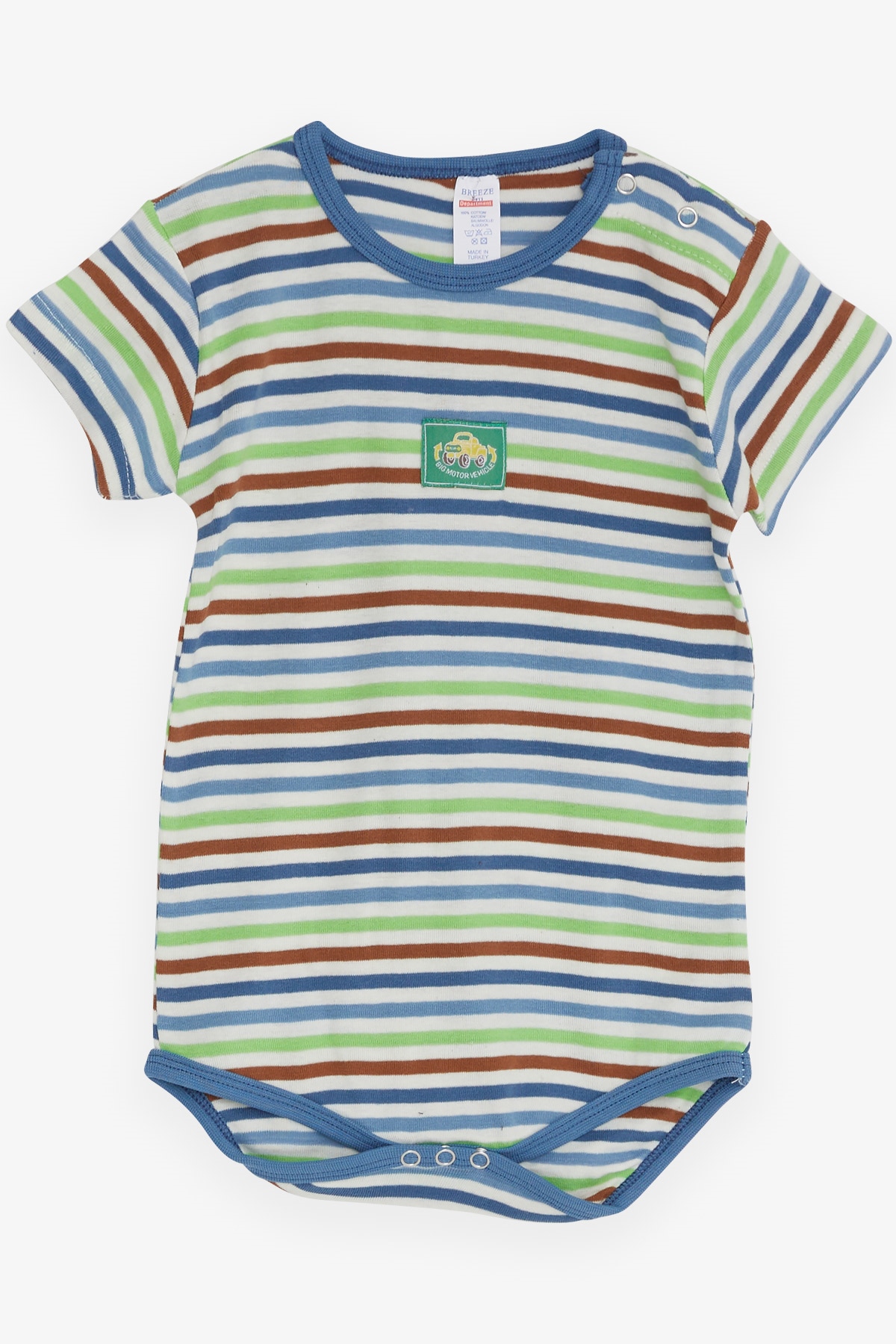 Breeze Erkek Bebek Çıtçıtlı Body Çizgili Karışık Renk (9 Ay-3 Yaş)