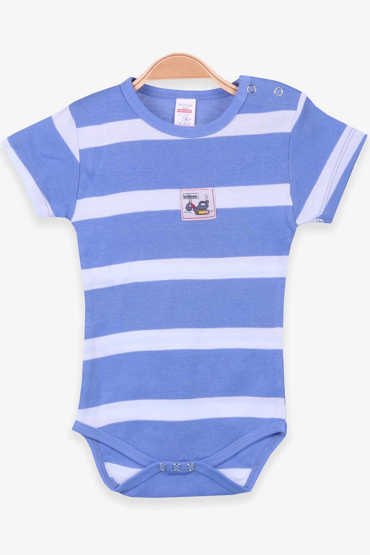 Breeze Erkek Bebek Çıtçıtlı Body Çizgili Mavi (9 Ay-3 Yaş)