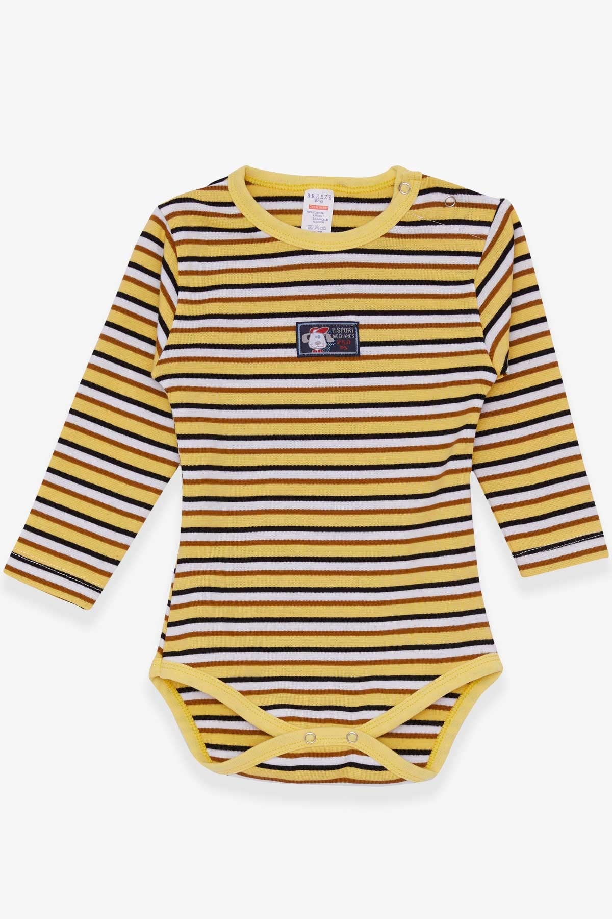 Breeze Erkek Bebek Çıtçıtlı Body Çizgili Köpekcik Baskılı (9 Ay-3 Yaş)