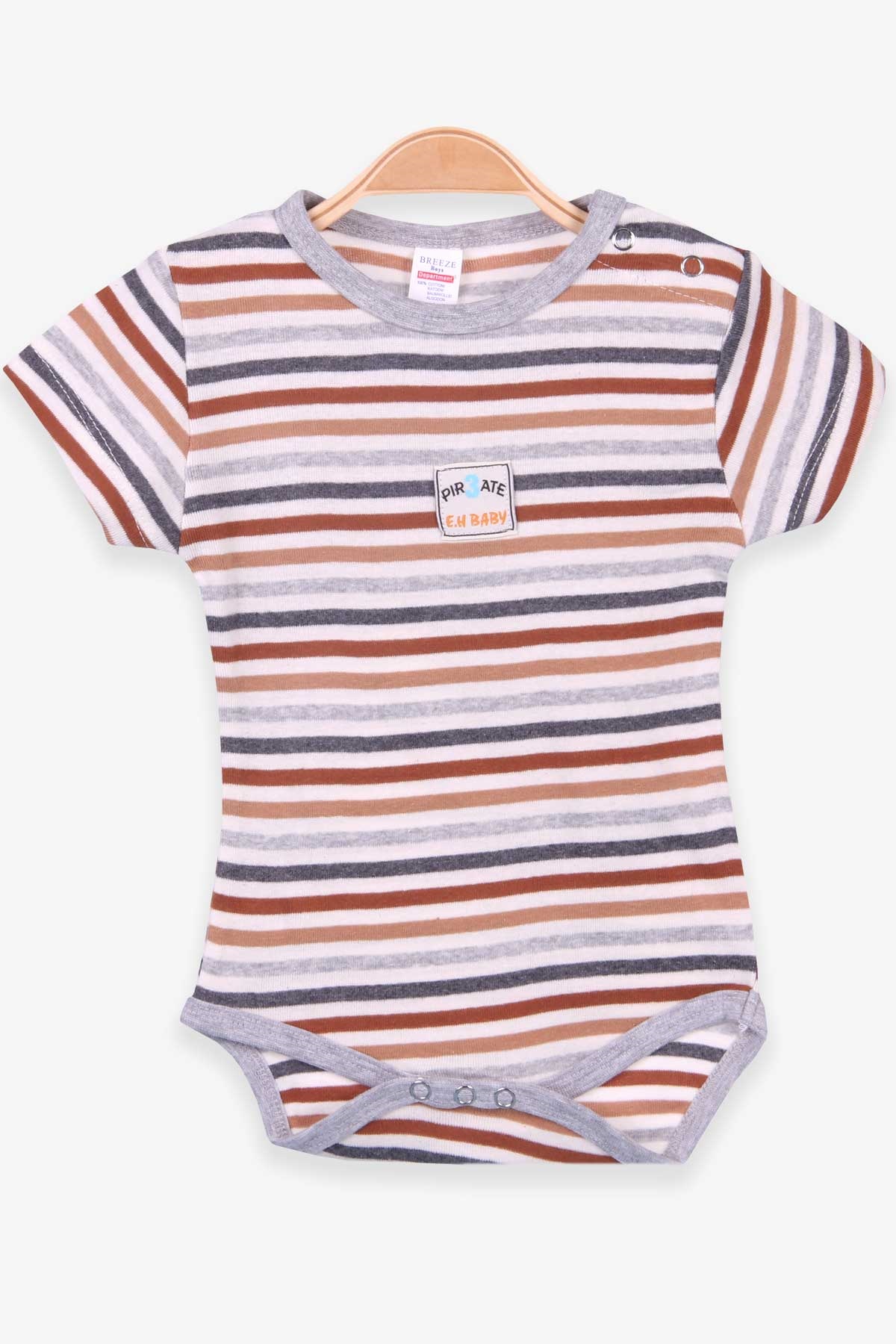 Breeze Erkek Bebek Çıtçıtlı Body Çizgili Karışık Renk (9 Ay-3 Yaş)