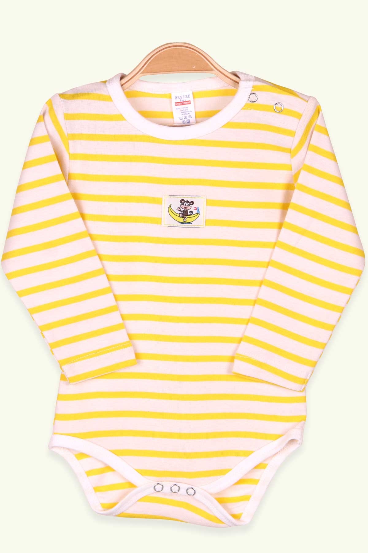 Breeze Erkek Bebek Çıtçıtlı Body Çizgili Sarı (9 Ay-3 Yaş)