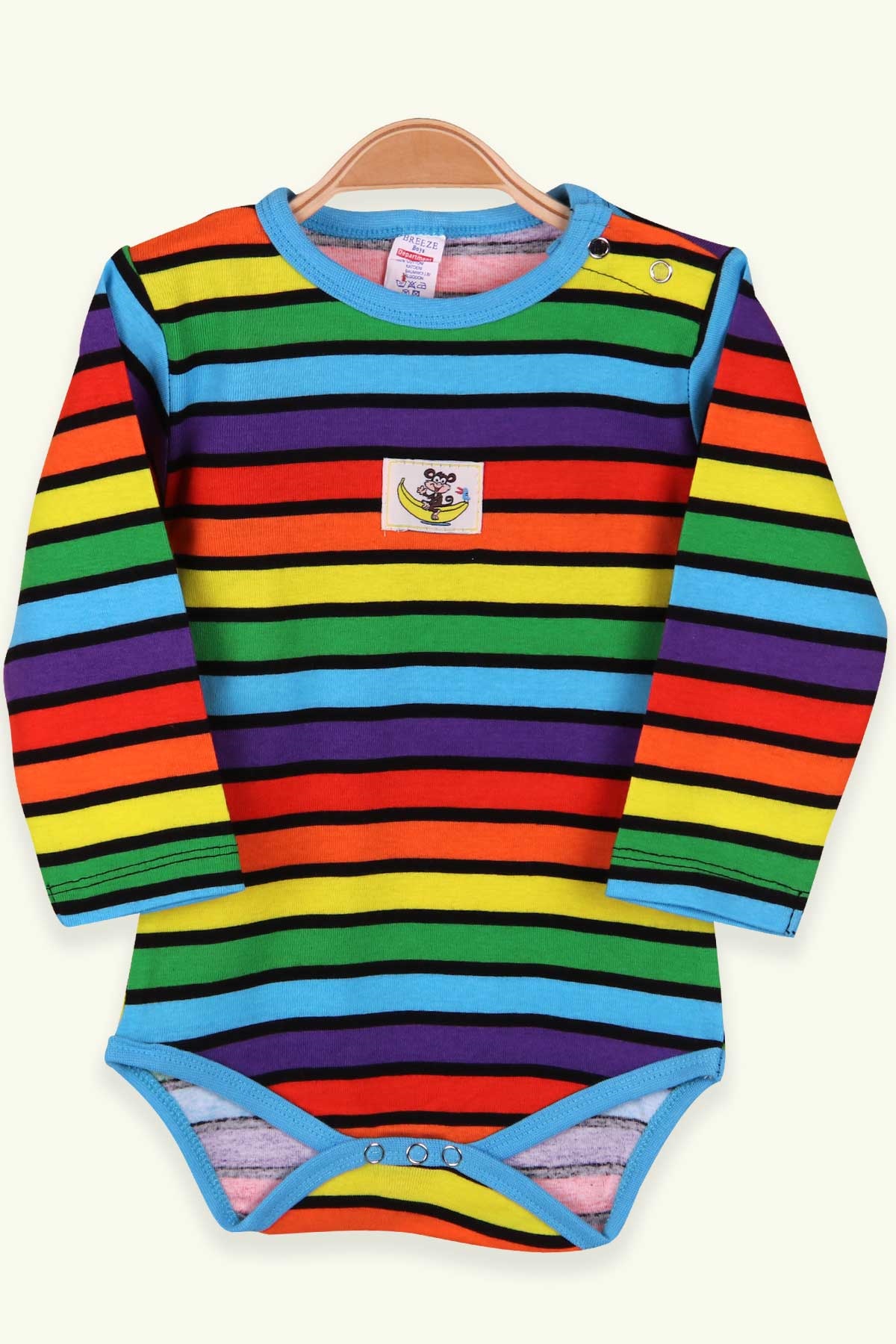 Breeze Erkek Bebek Çıtçıtlı Body Çizgili Karışık Renk (9 Ay-3 Yaş)