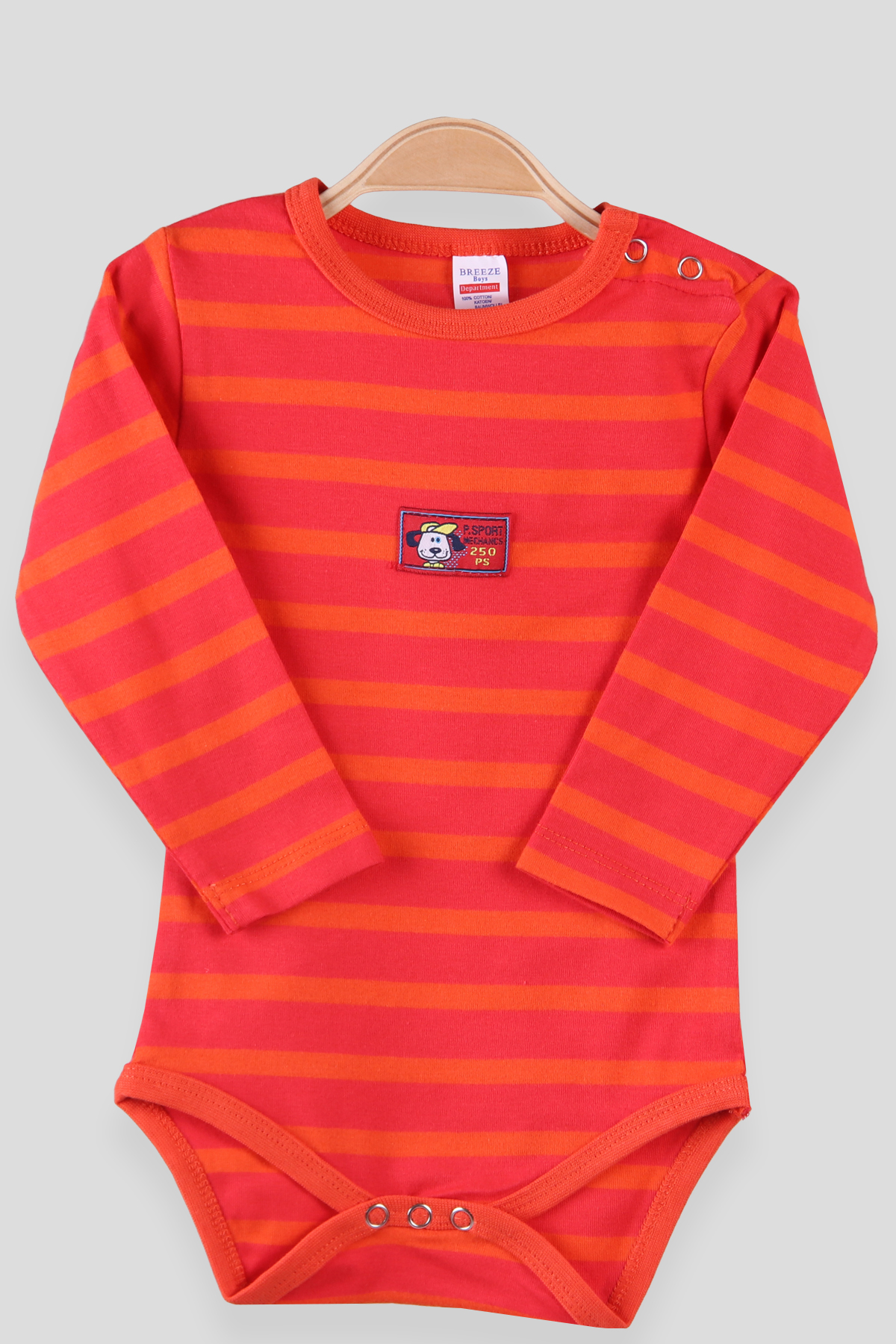 Breeze Erkek Bebek Çıtçıtlı Body Çizgili Turuncu (9 Ay-3 Yaş)