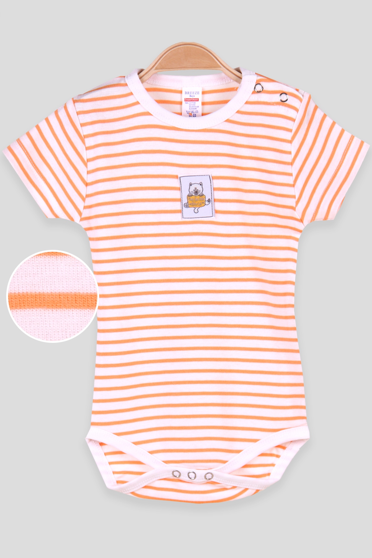 Breeze Erkek Bebek Çıtçıtlı Body Çizgili Turuncu (9 Ay-3 Yaş)