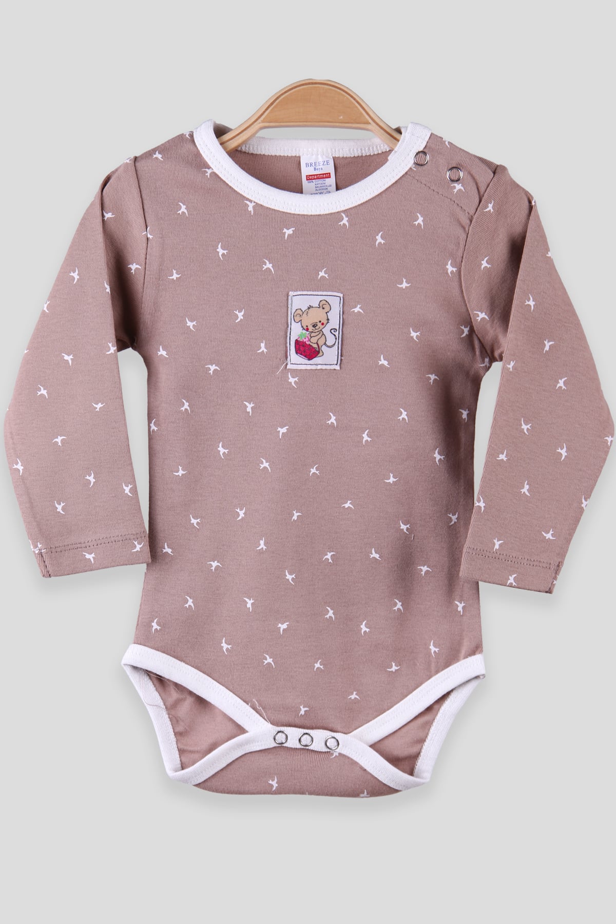 Breeze Erkek Bebek Çıtçıtlı Body Desenli Kahverengi (9 Ay-3 Yaş)