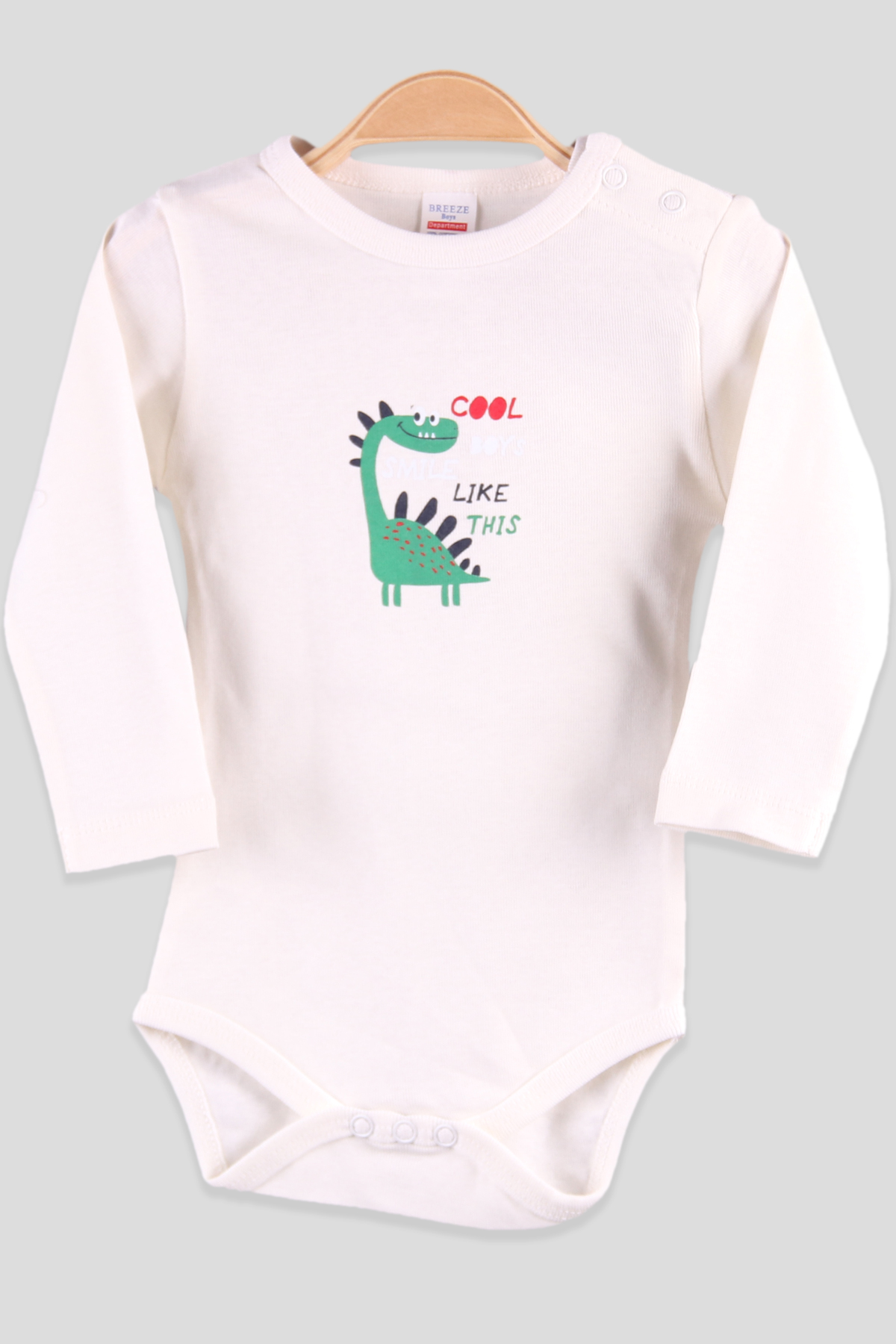Breeze Erkek Bebek Çıtçıtlı Body Dinazorlu Ekru (9 Ay-3 Yaş)