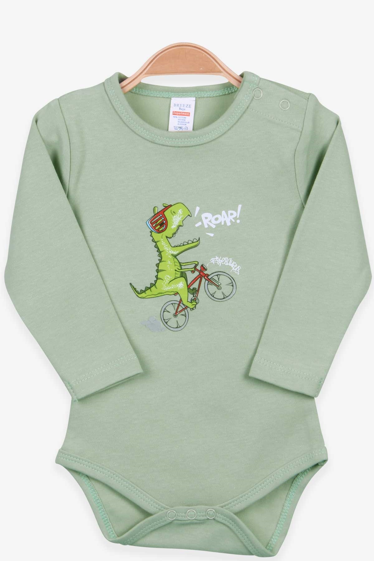 Breeze Erkek Bebek Çıtçıtlı Body Dinozor Baskılı Mint Yeşili (9 Ay-3 Yaş)