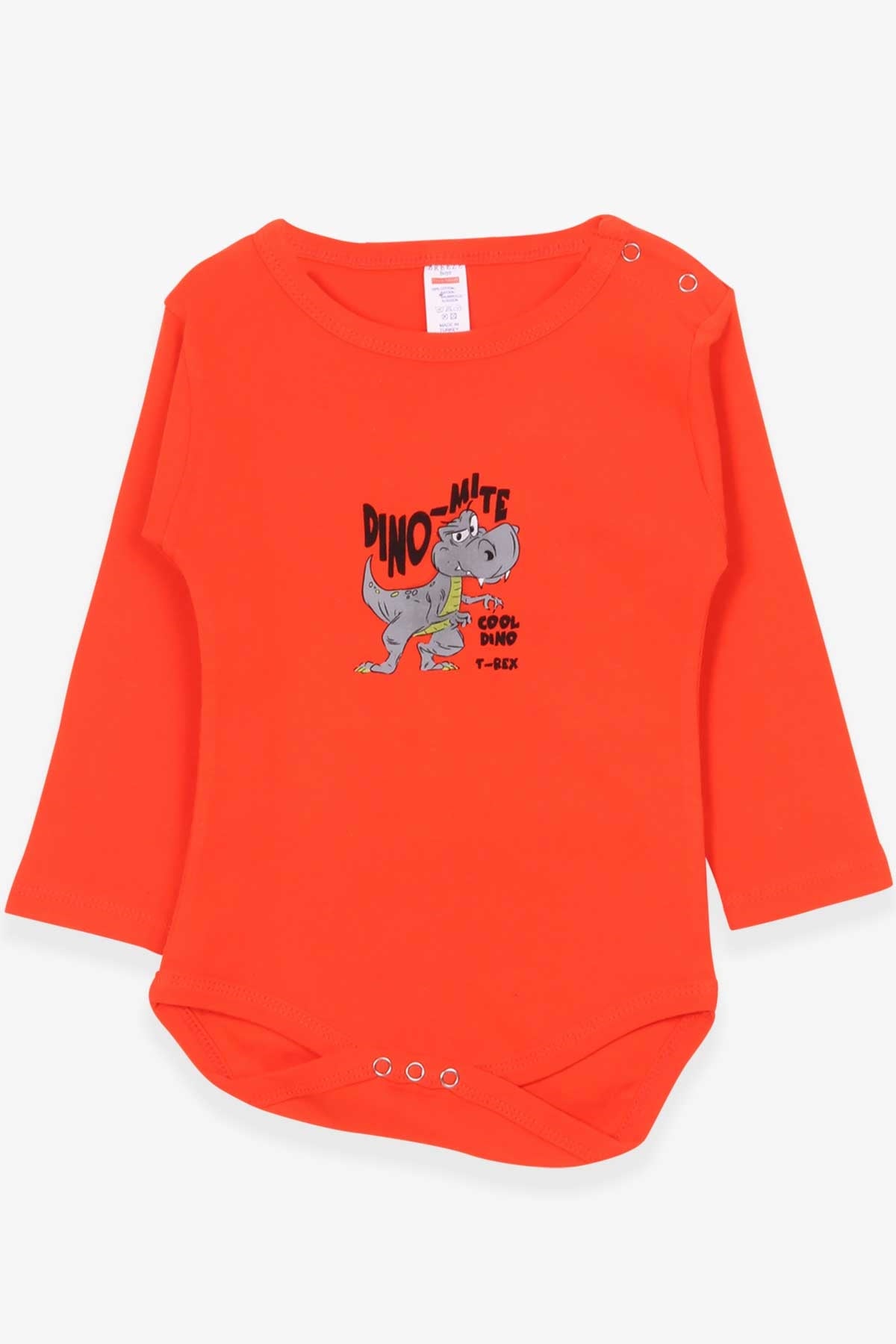 Breeze Erkek Bebek Çıtçıtlı Body Dinozor Baskılı Turuncu (9 Ay-3 Yaş)