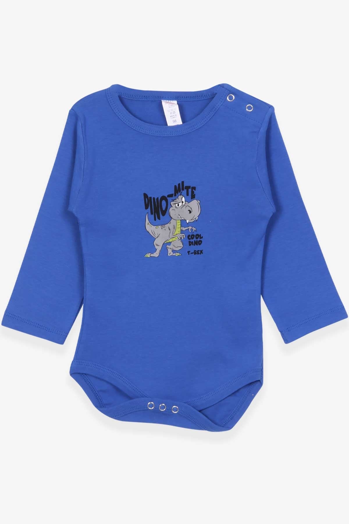 Breeze Erkek Bebek Çıtçıtlı Body Dinozor Baskılı Saks Mavisi (9 Ay-3 Yaş)