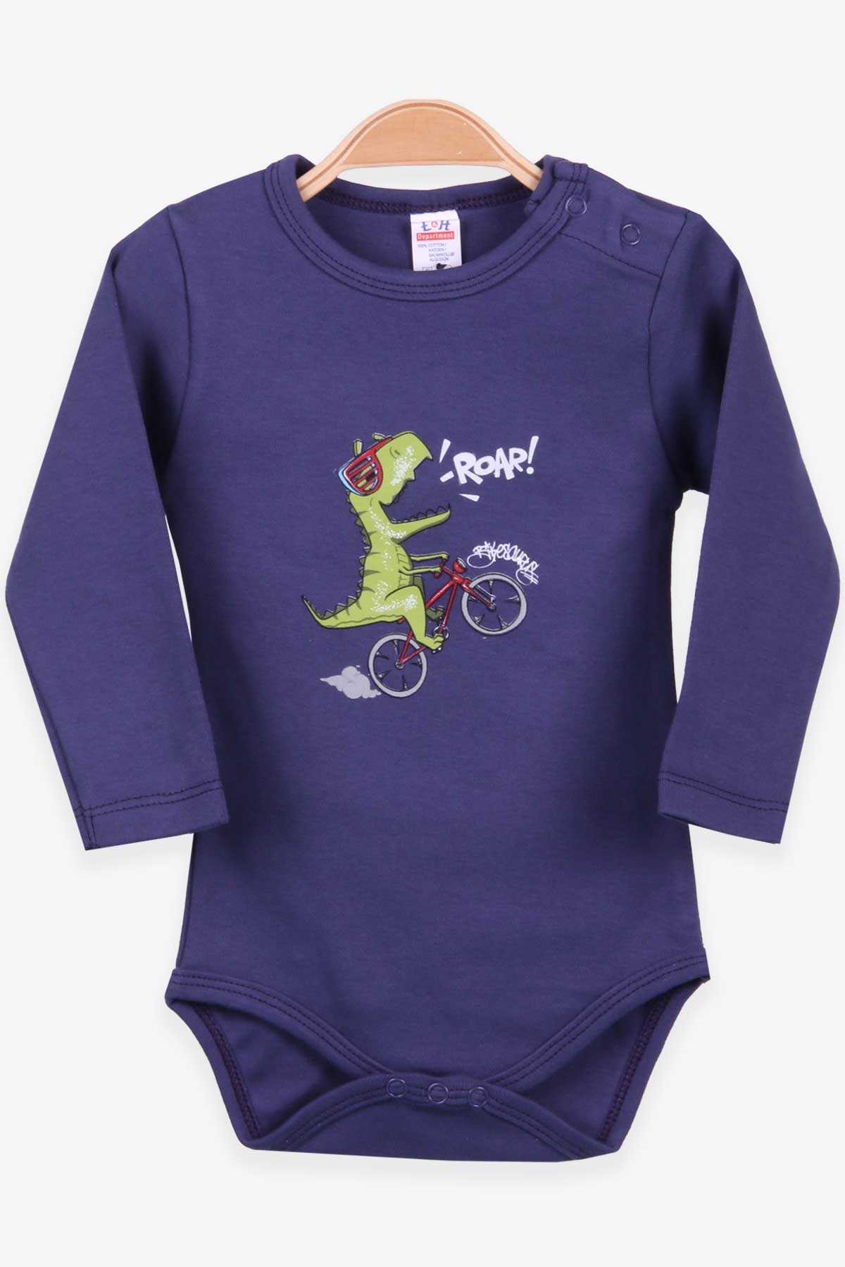 Breeze Erkek Bebek Çıtçıtlı Body Dinozor Baskılı Mor (9 Ay-3 Yaş)