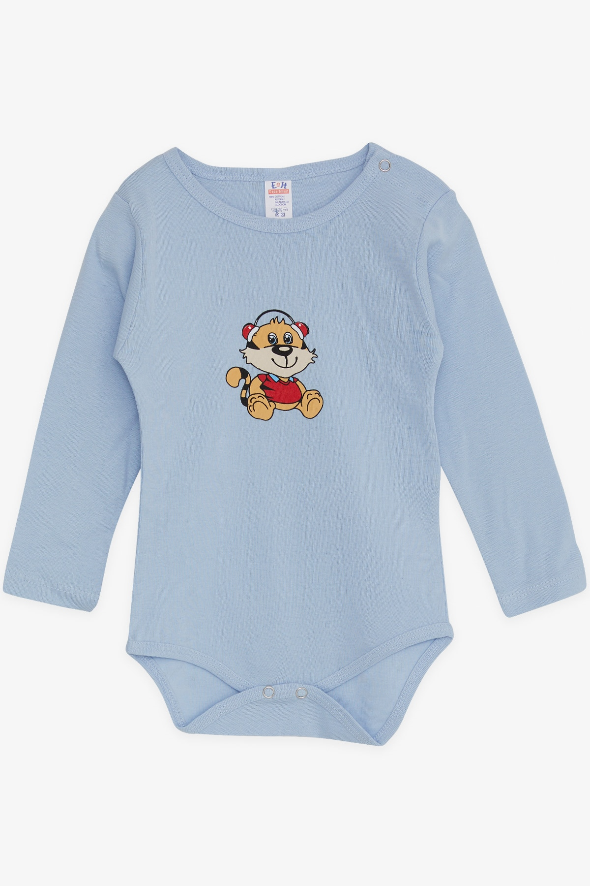 Breeze Erkek Bebek Çıtçıtlı Body Eğlenceli Köpekcik Baskılı Açık Mavi (9 Ay-3 Yaş)