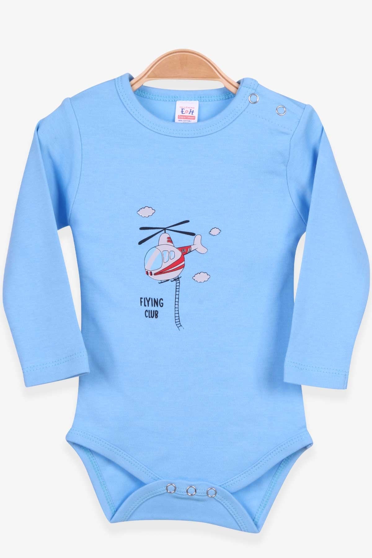 Breeze Erkek Bebek Çıtçıtlı Body Helikopter Baskılı Mavi (9 Ay-3 Yaş)