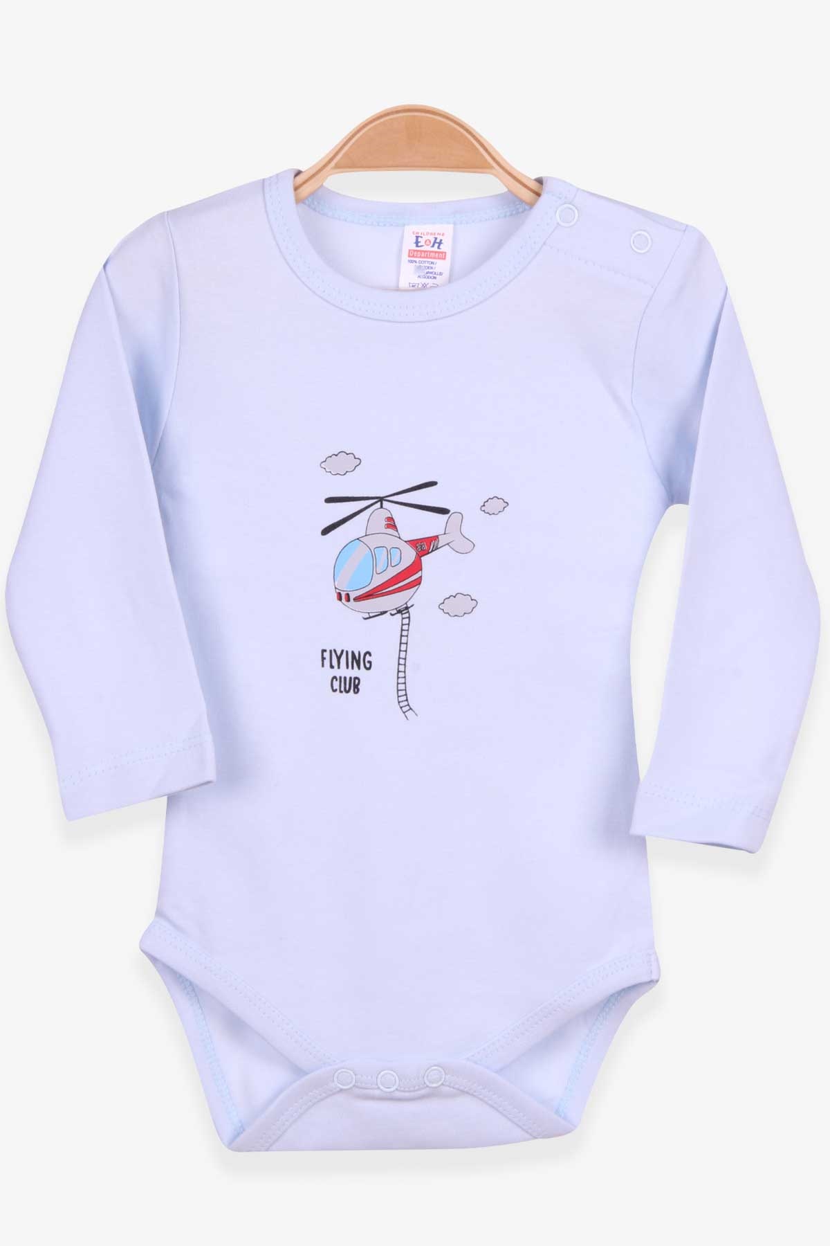 Breeze Erkek Bebek Çıtçıtlı Body Helikopter Baskılı Açık Mavi (9 Ay-3 Yaş)