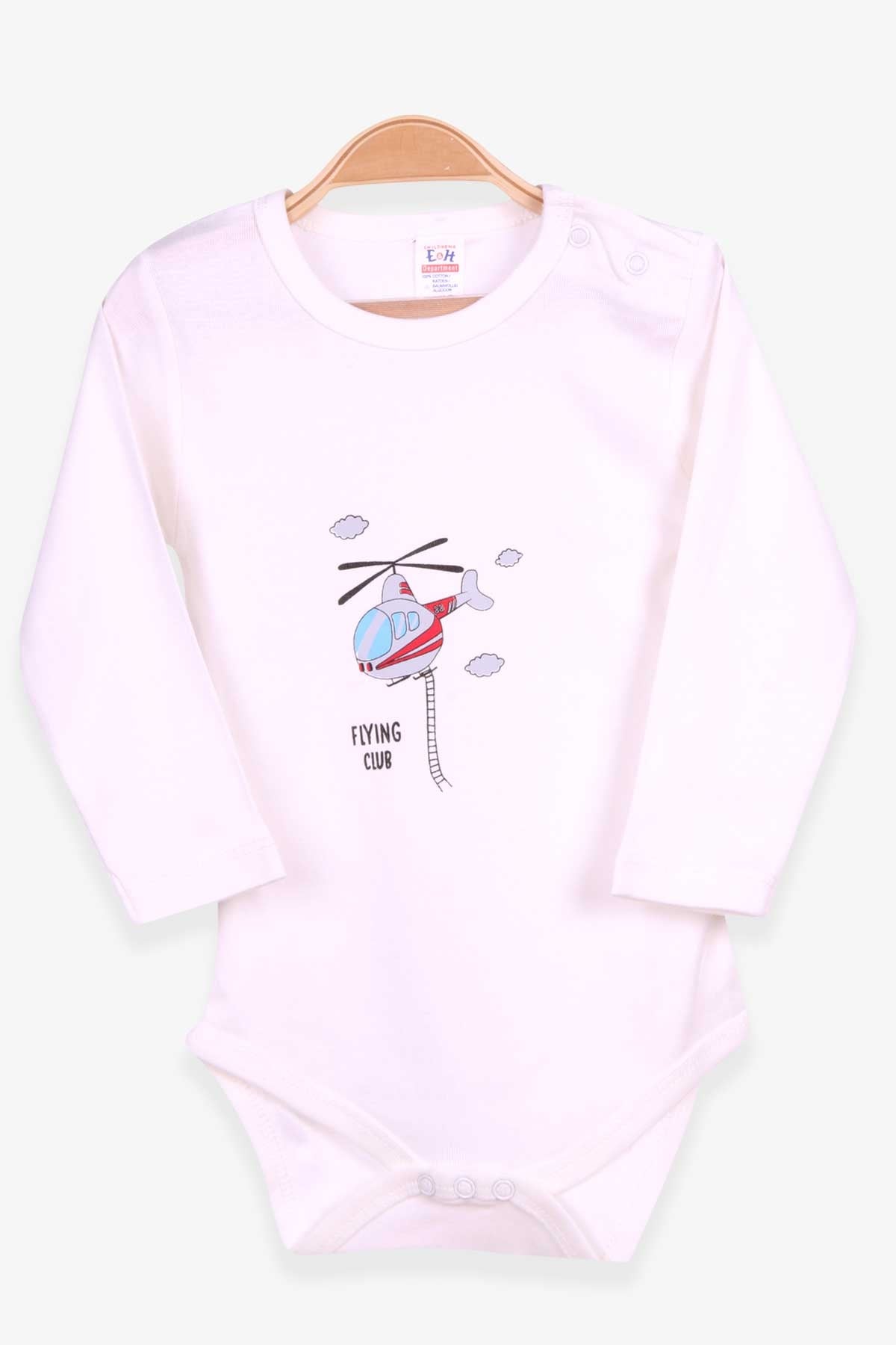Breeze Erkek Bebek Çıtçıtlı Body Helikopter Baskılı Ekru (9 Ay-3 Yaş)