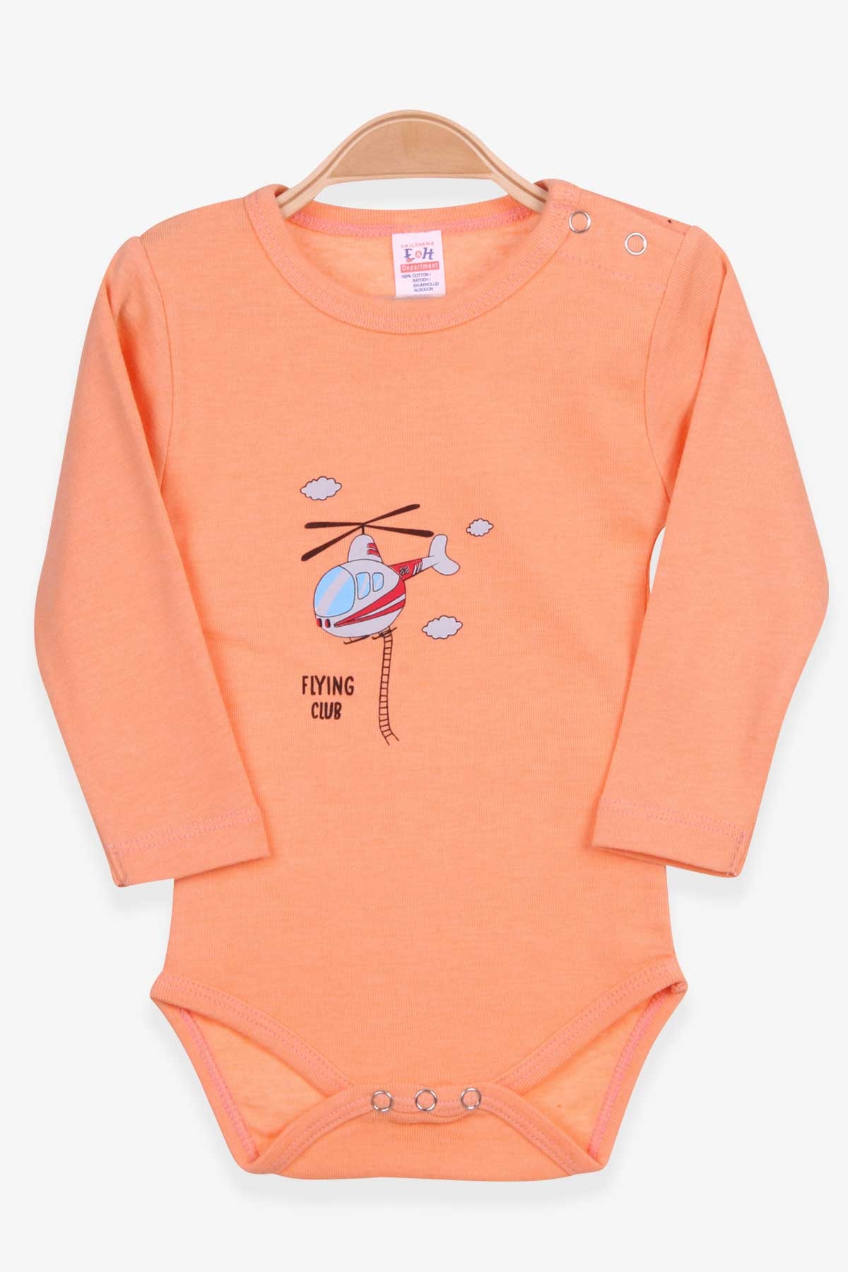 Breeze Erkek Bebek Çıtçıtlı Body Helikopter Baskılı Turuncu (9 Ay-3 Yaş)