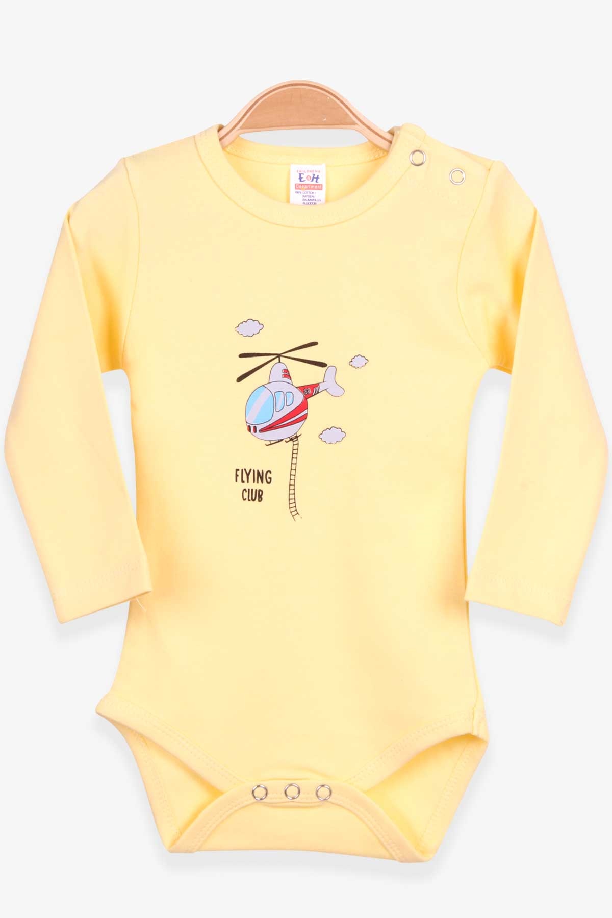 Breeze Erkek Bebek Çıtçıtlı Body Helikopter Baskılı Sarı (9 Ay-3 Yaş)