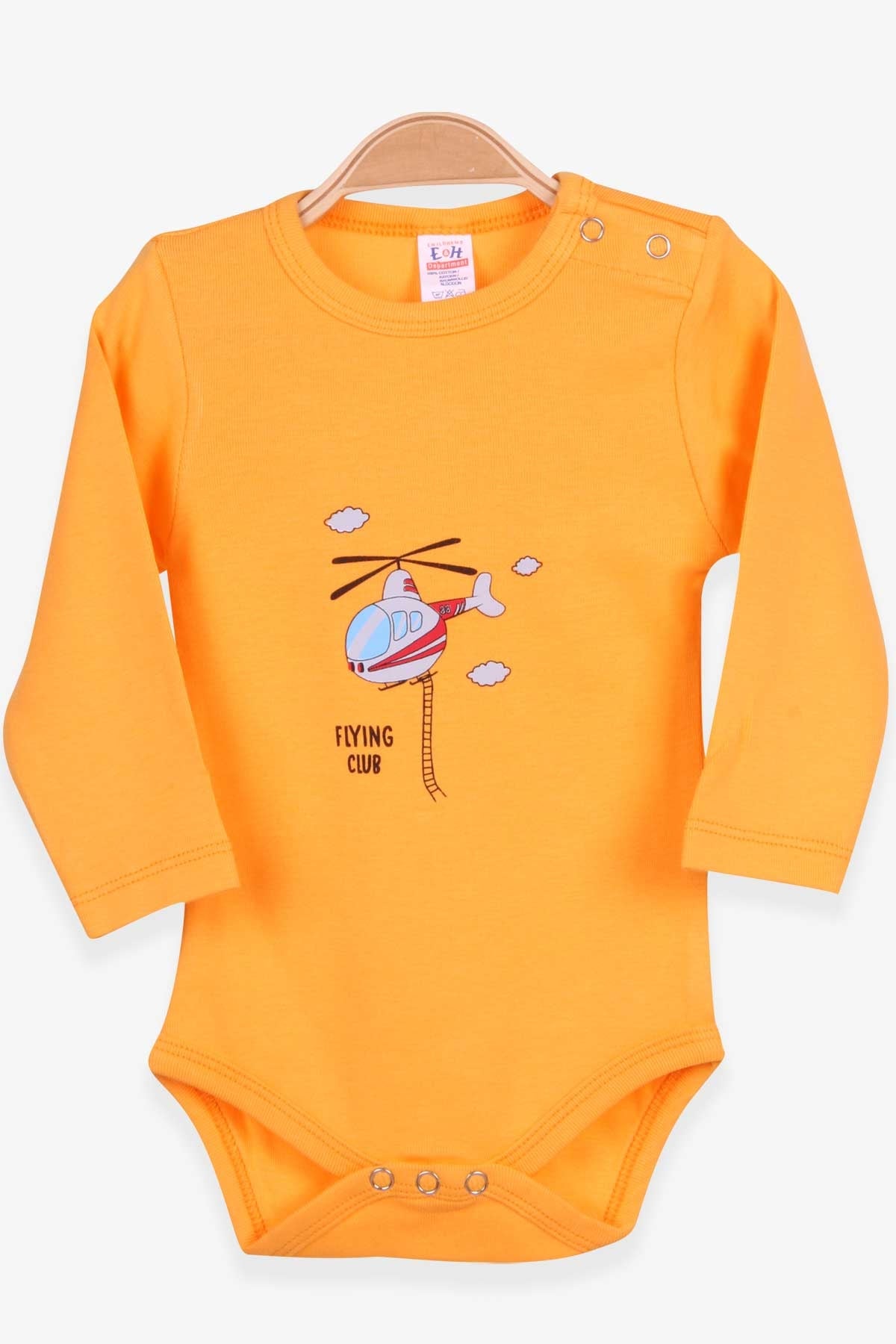 Breeze Erkek Bebek Çıtçıtlı Body Helikopter Baskılı Turuncu (9 Ay-3 Yaş)