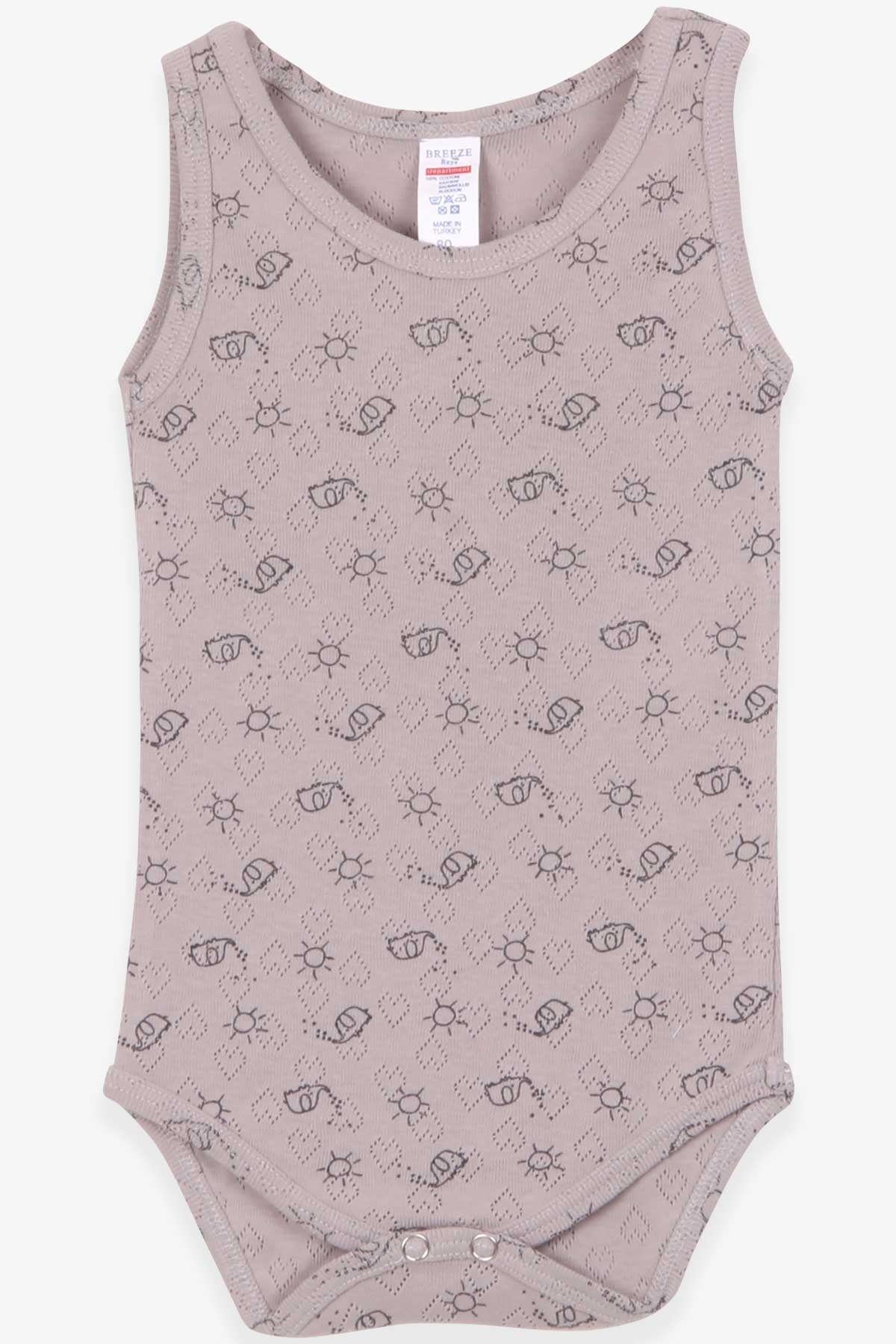 Breeze Erkek Bebek Çıtçıtlı Body Jakarlı Desenli Vizon (9 Ay-3 Yaş)