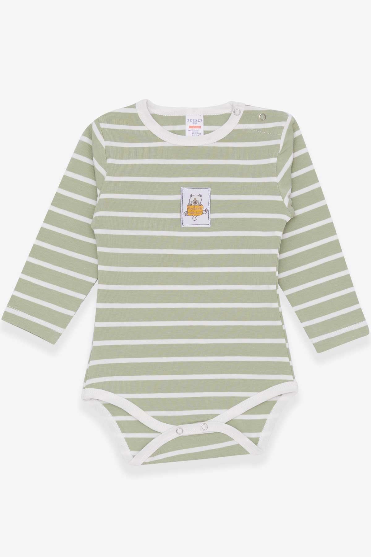 Breeze Erkek Bebek Çıtçıtlı Body Kedicik Baskılı Mint Yeşili (9 Ay-3 Yaş)