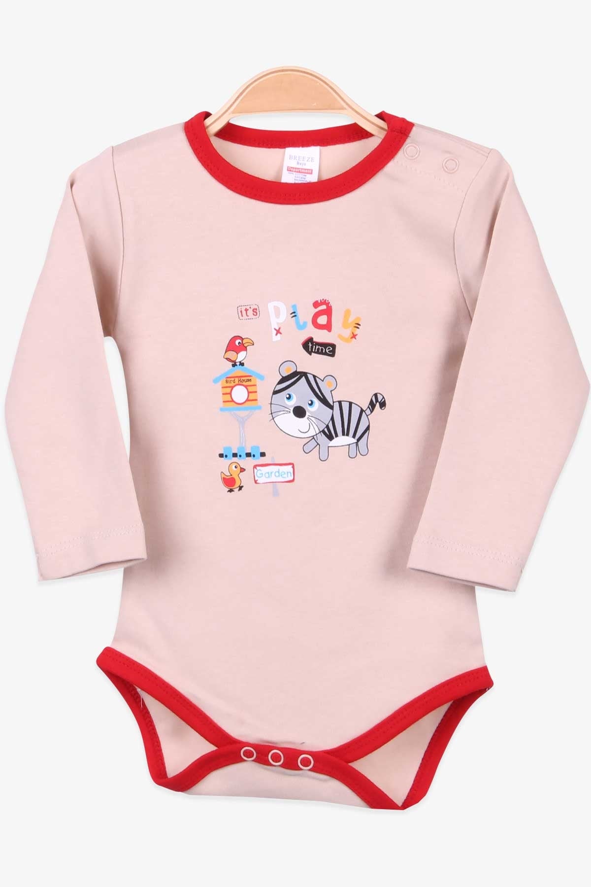 Breeze Erkek Bebek Çıtçıtlı Body Kedili Açık Kahverengi (9 Ay-3 Yaş)