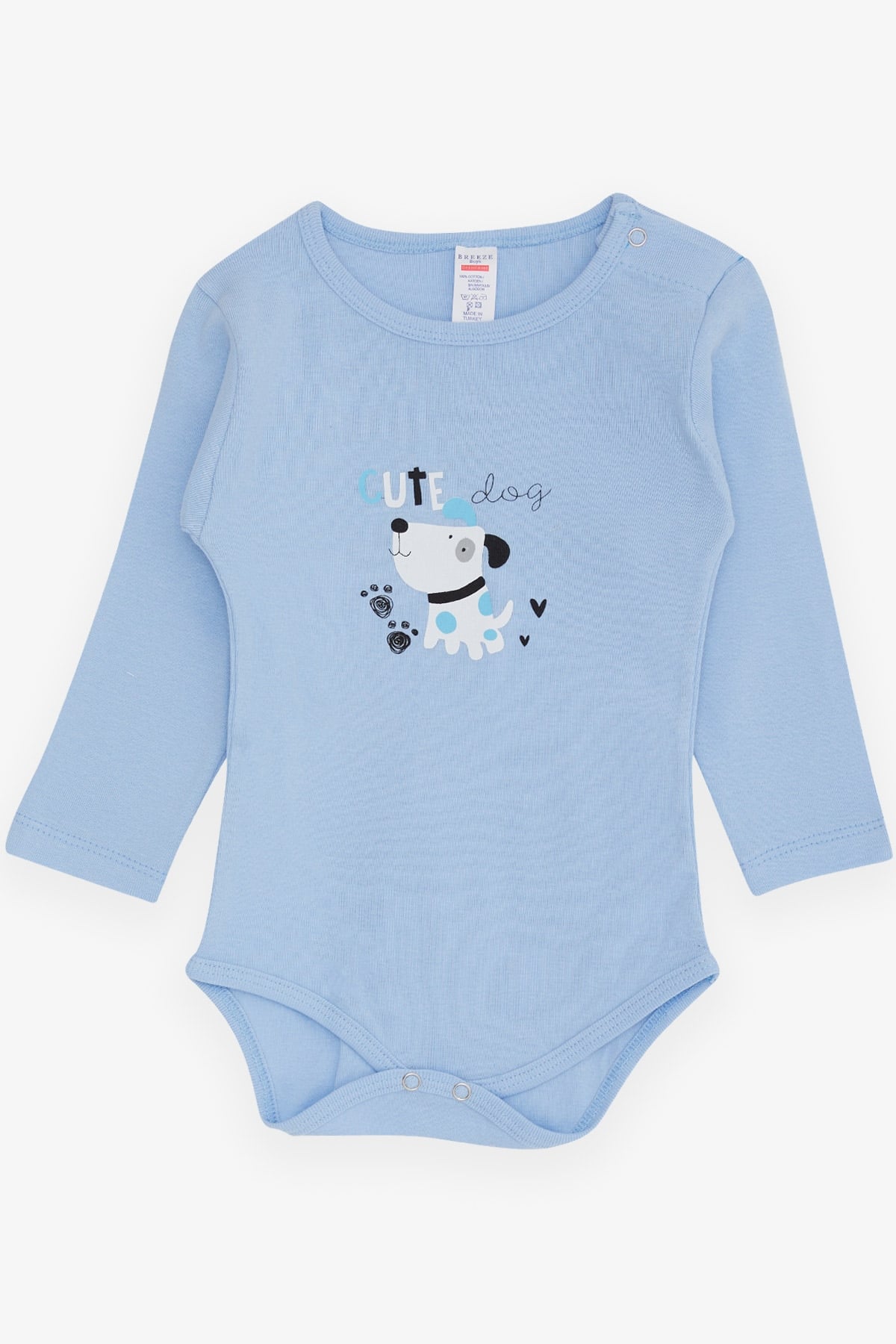 Breeze Erkek Bebek Çıtçıtlı Body Köpekcik Baskılı Bebe Mavisi (9 Ay-3 Yaş)