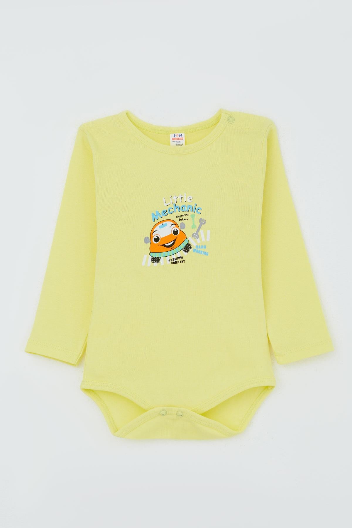 Breeze Erkek Bebek Çıtçıtlı Body KüçükTamirci Fıstık Yeşili (9 Ay-3 Yaş)