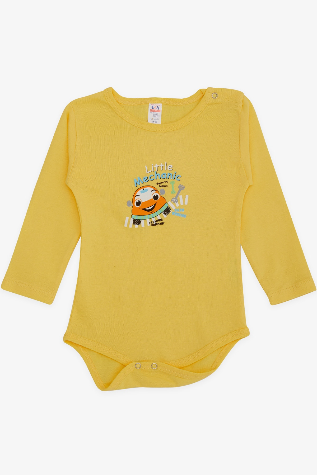 Breeze Erkek Bebek Çıtçıtlı Body Küçük Tamirci Sarı (9 Ay-3 Yaş)
