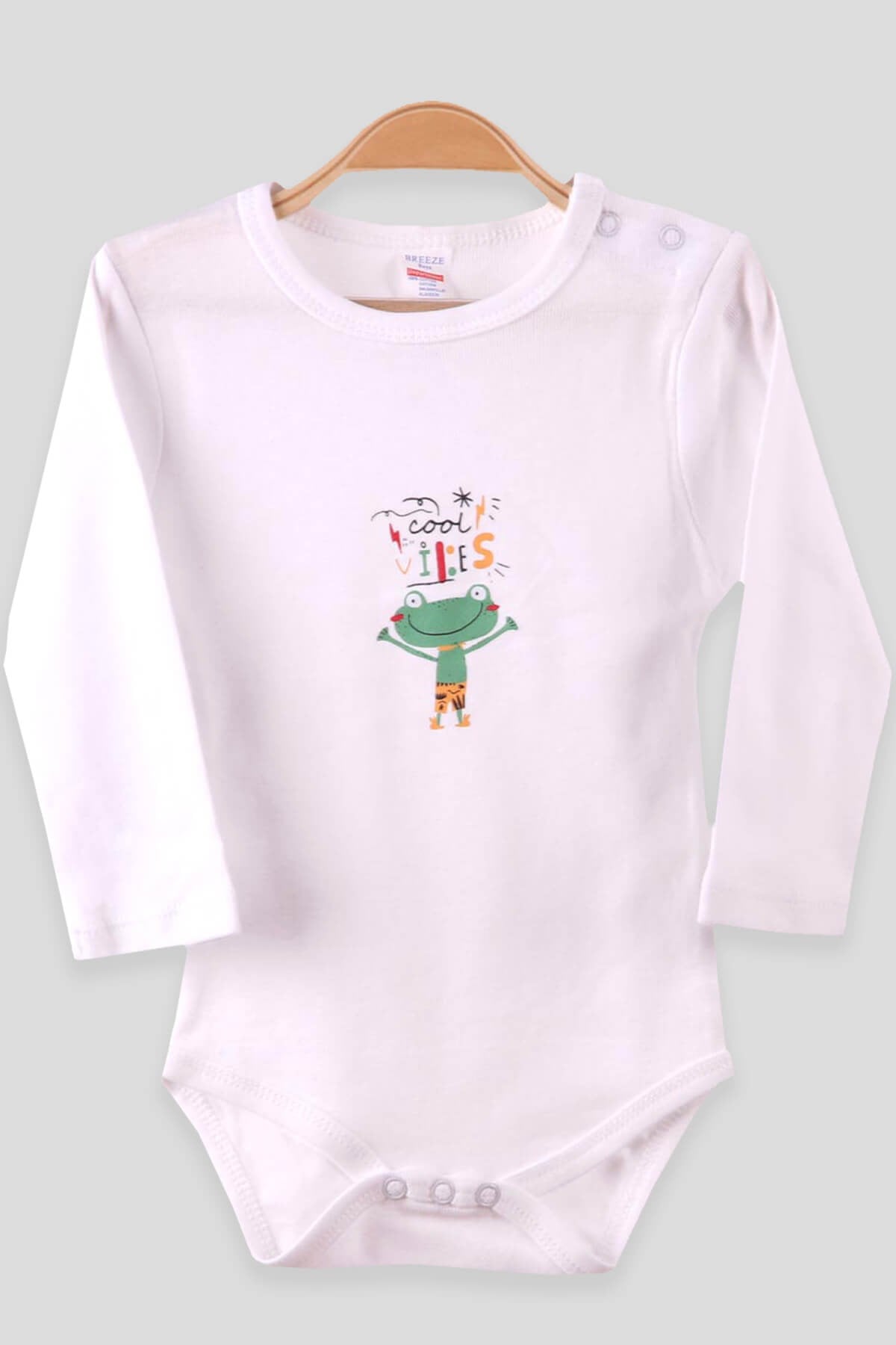 Breeze Erkek Bebek Çıtçıtlı Body Kurbağalı Ekru (9 Ay-3 Yaş)