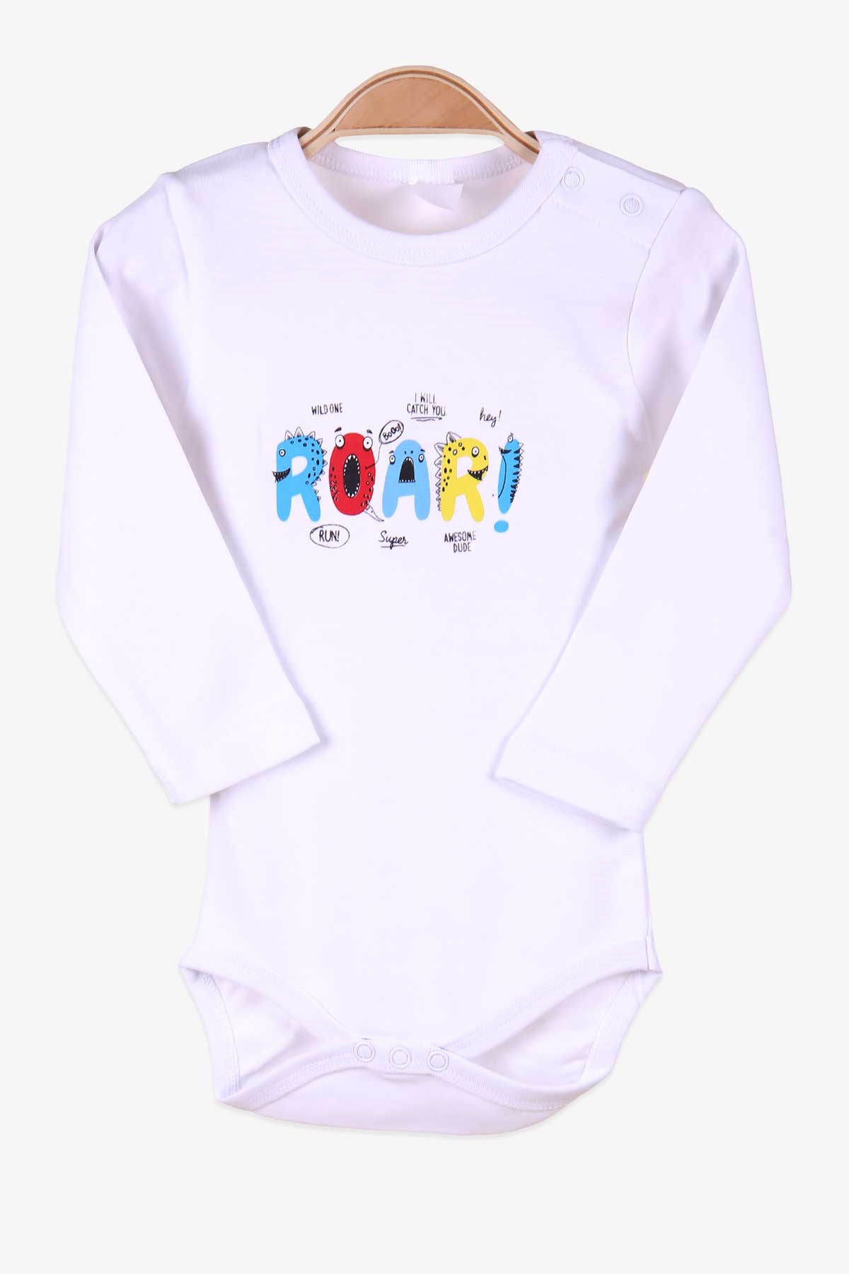 Breeze Erkek Bebek Çıtçıtlı Body Roar Baskılı Beyaz (9 Ay-1 Yaş)