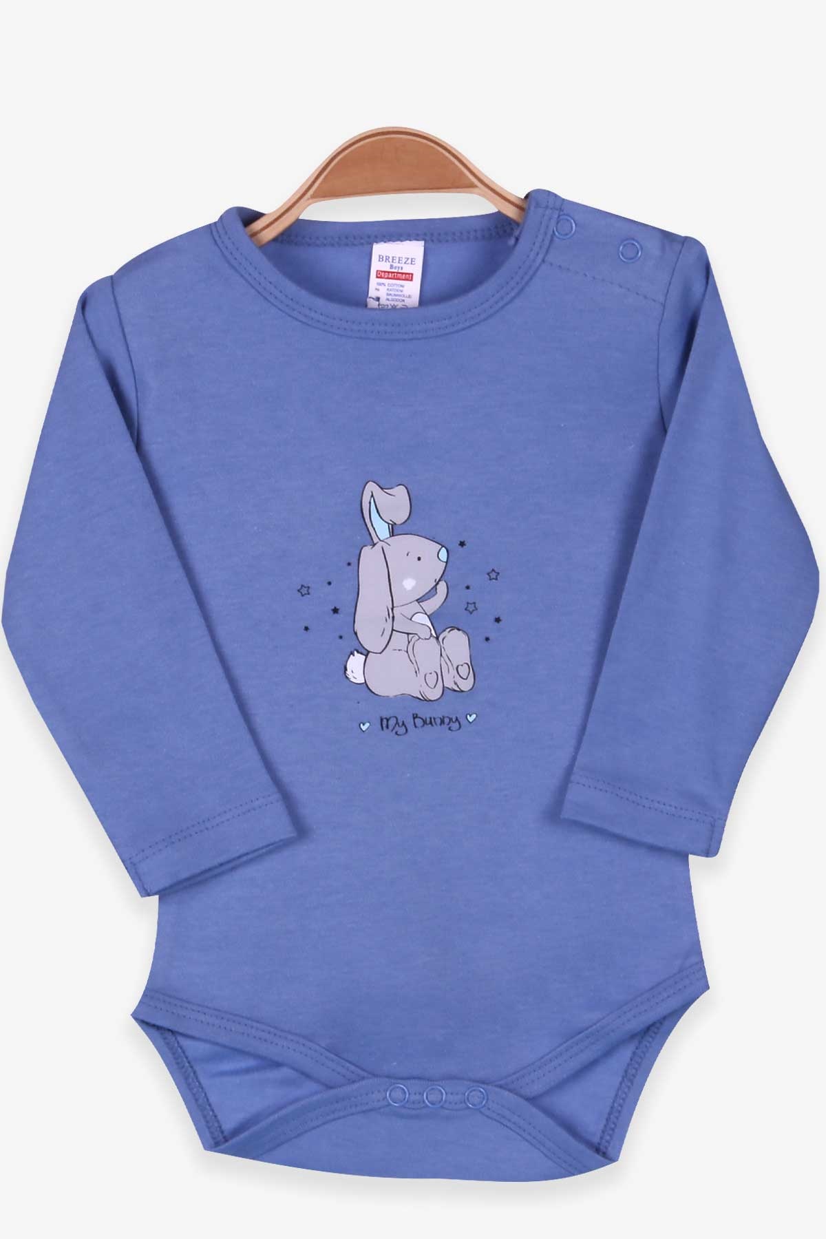 Breeze Erkek Bebek Çıtçıtlı Body Tavşan Baskılı Açık Mavi (9 Ay-3 Yaş)