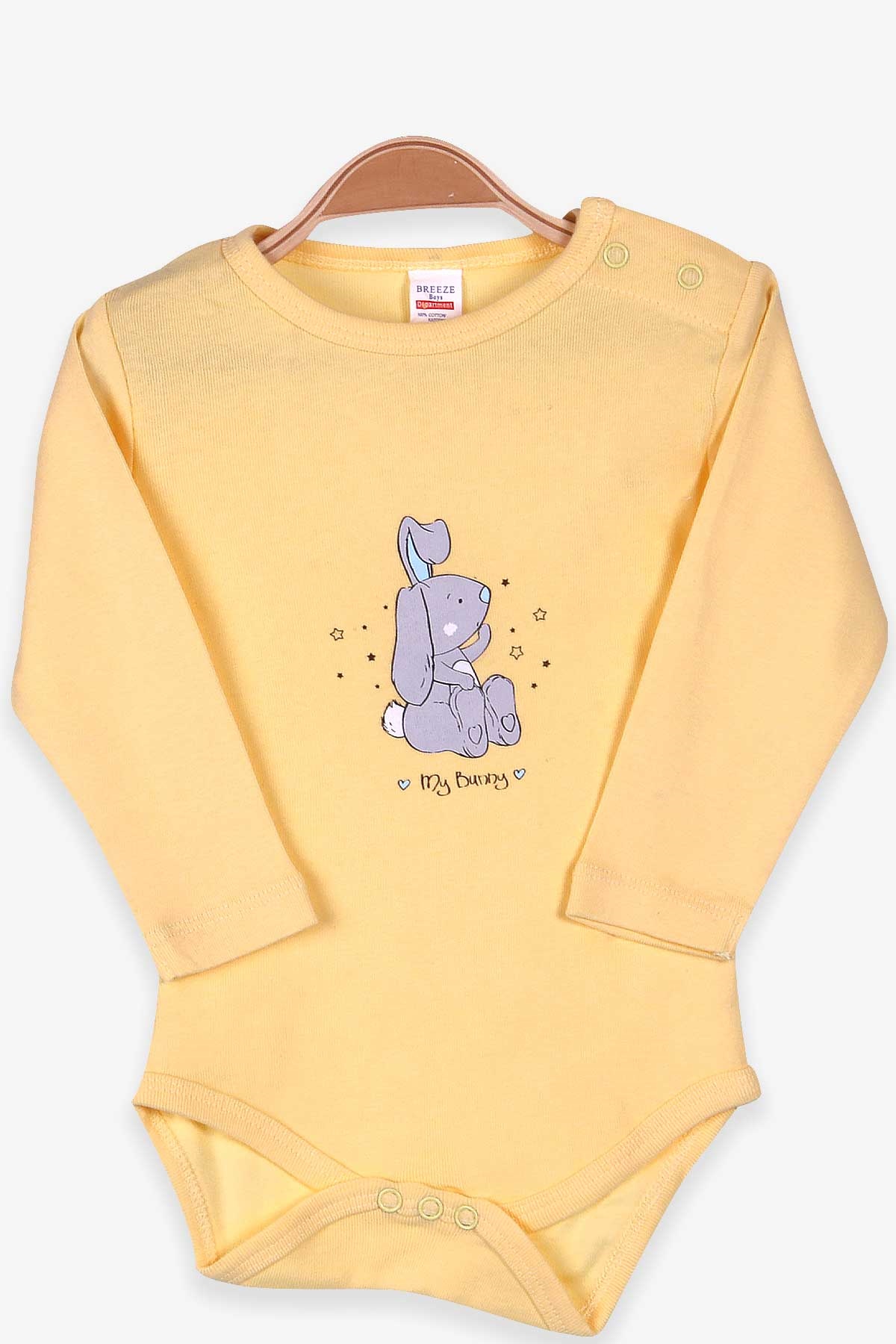 Breeze Erkek Bebek Çıtçıtlı Body Tavşan Baskılı Sarı (9 Ay-3 Yaş)