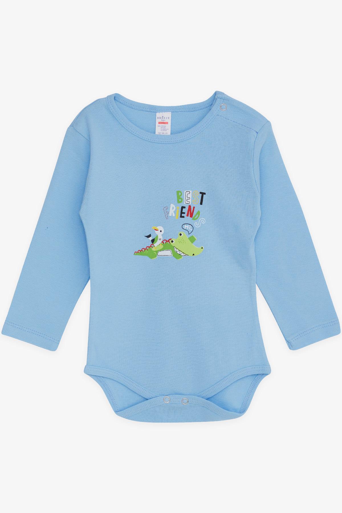 Breeze Erkek Bebek Çıtçıtlı Body Timsah Baskılı Mavi (9 Ay-3 Yaş)