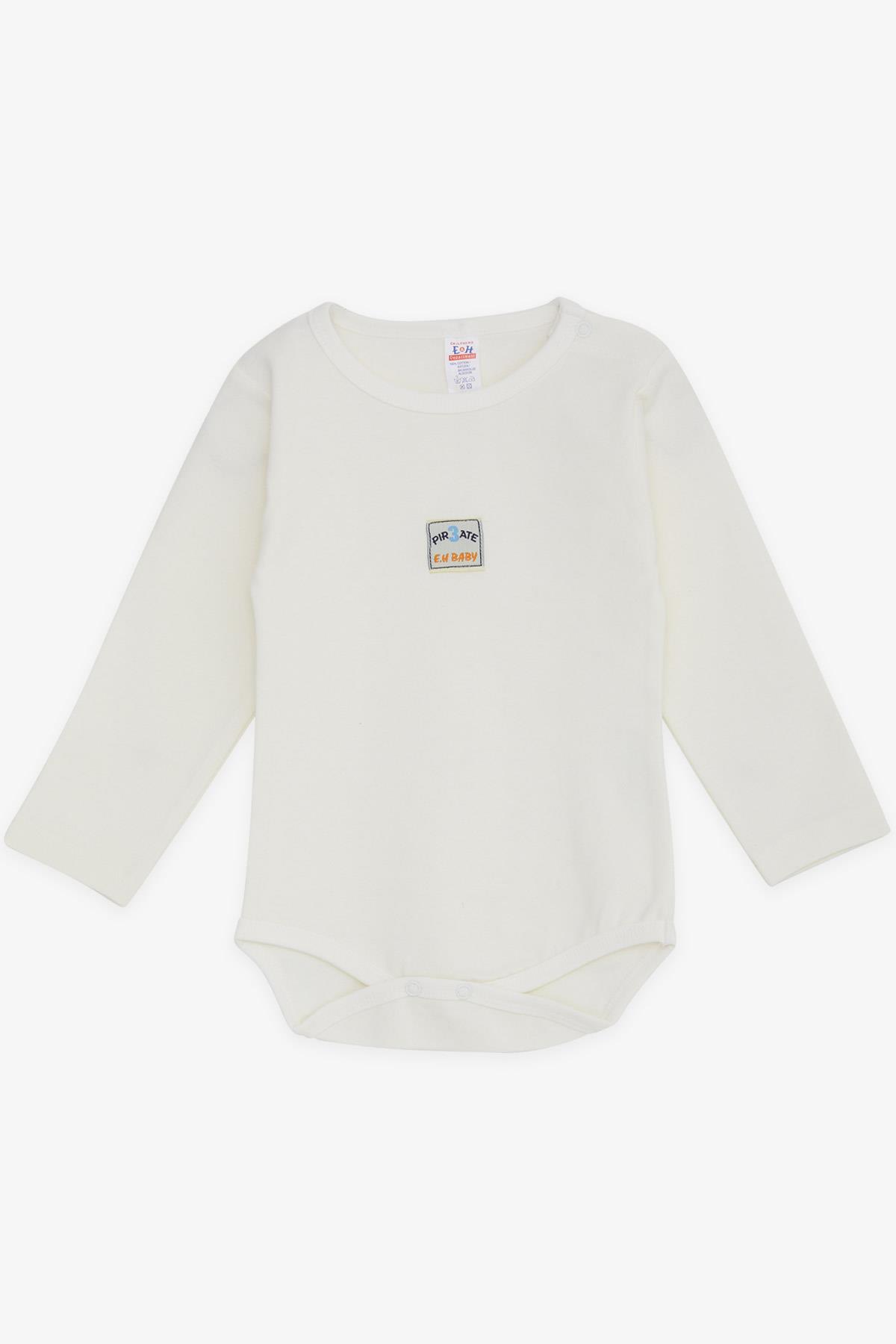 Breeze Erkek Bebek Çıtçıtlı Body Yazı Baskılı Ekru (9 Ay-3 Yaş)