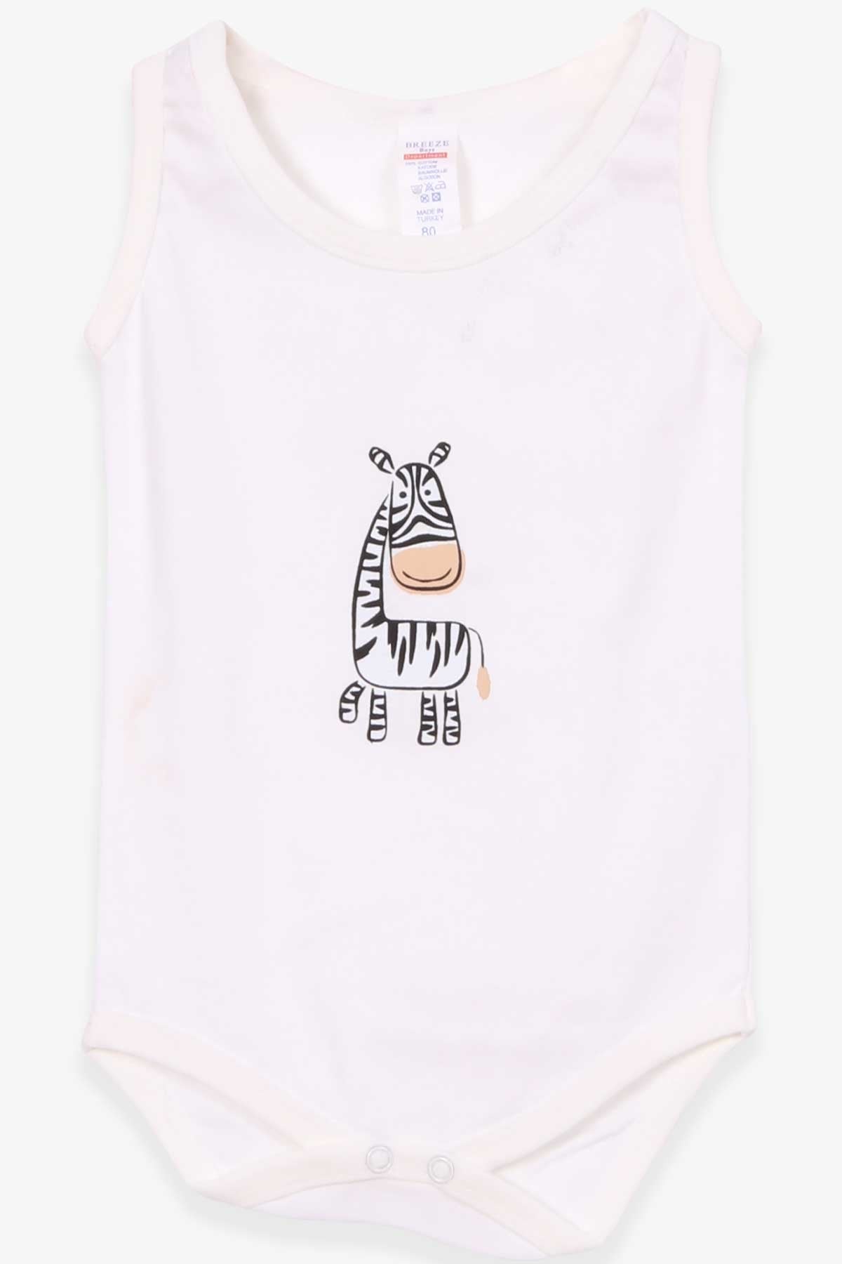 Breeze Erkek Bebek Çıtçıtlı Body Zebra Baskılı Ekru (9 Ay-3 Yaş)