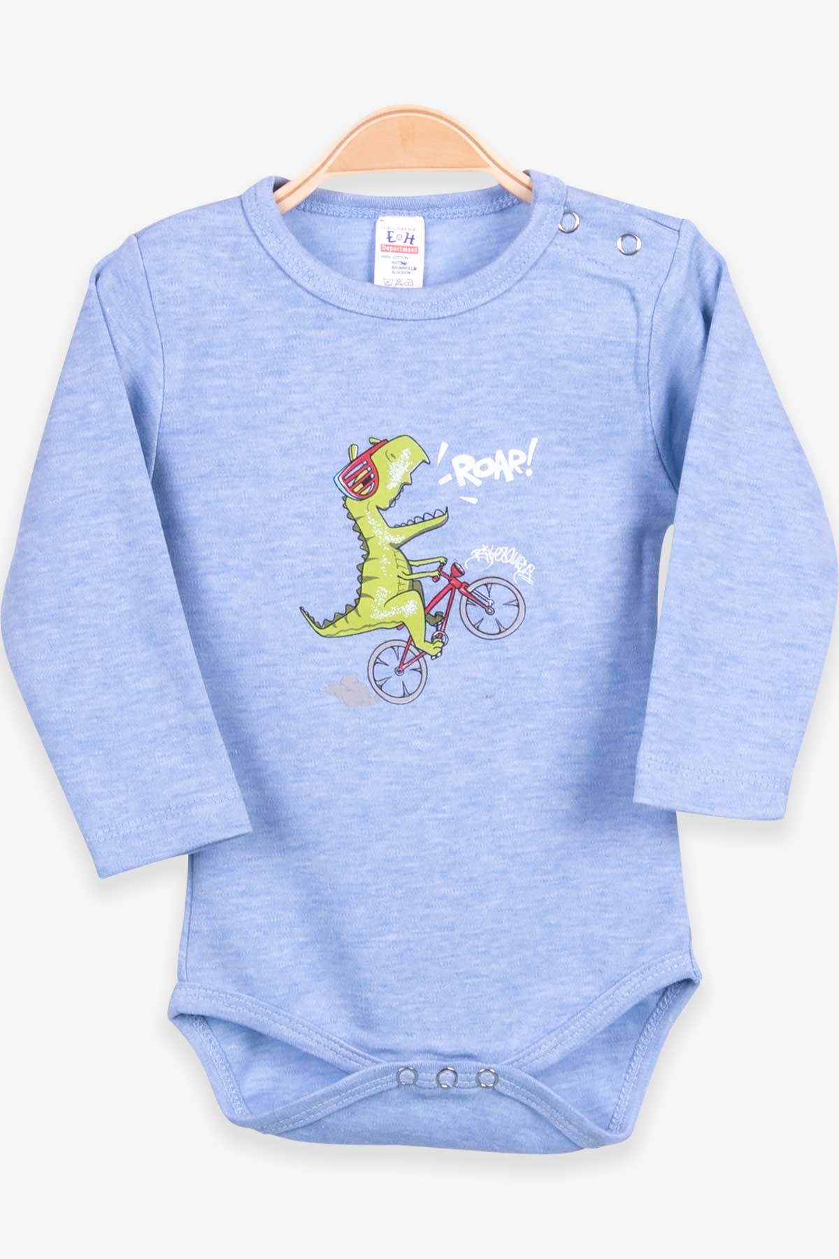Breeze Erkek Bebek Çıtçıtlı Dinozor Baskılı İndigo (9 Ay-3 Yaş)