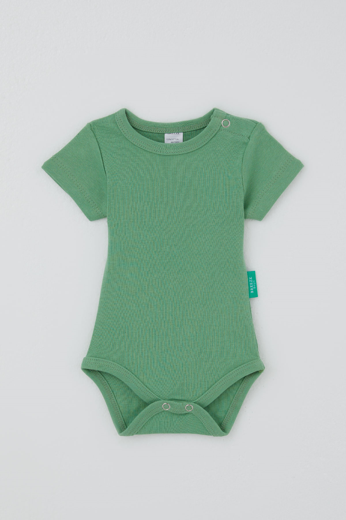Breeze Erkek Bebek Çıtçıtlı Kısa Kollu Zıbın Body Basic Mint Yeşili (0-9 Ay)
