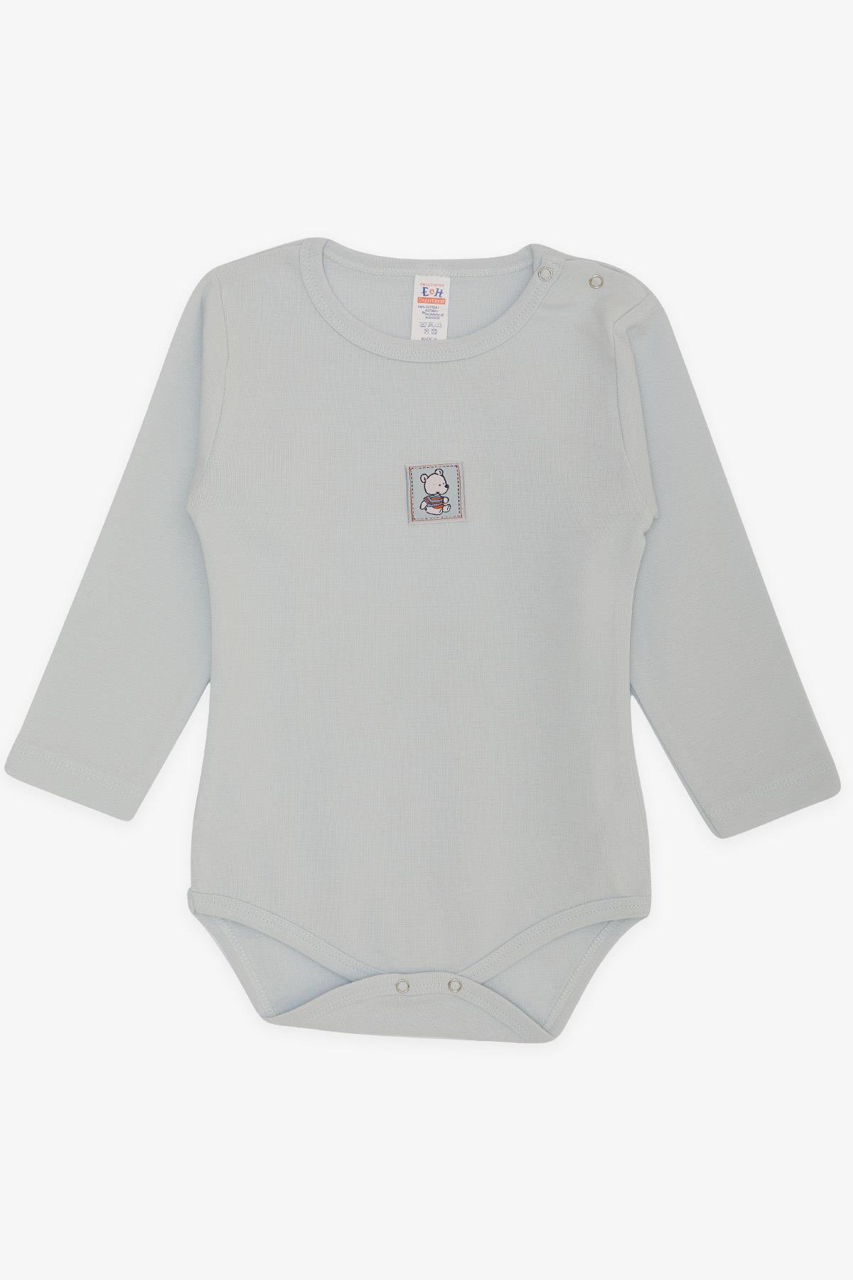 Breeze Erkek Bebek Çıtçıtlı Zbın Body Sevimli Ayıcık Baskılı Buz Mavisi (9 Ay-3 Yaş)