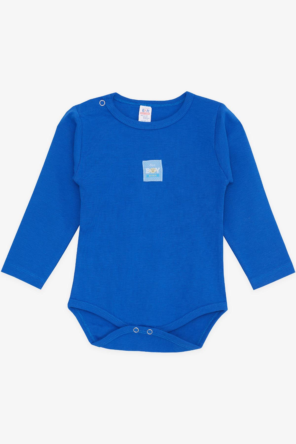 Breeze Erkek Bebek Çıtçıtlı Zıbın Body Erkek Bebek Baskılı Saks Mavisi (9 Ay-3 Yaş)