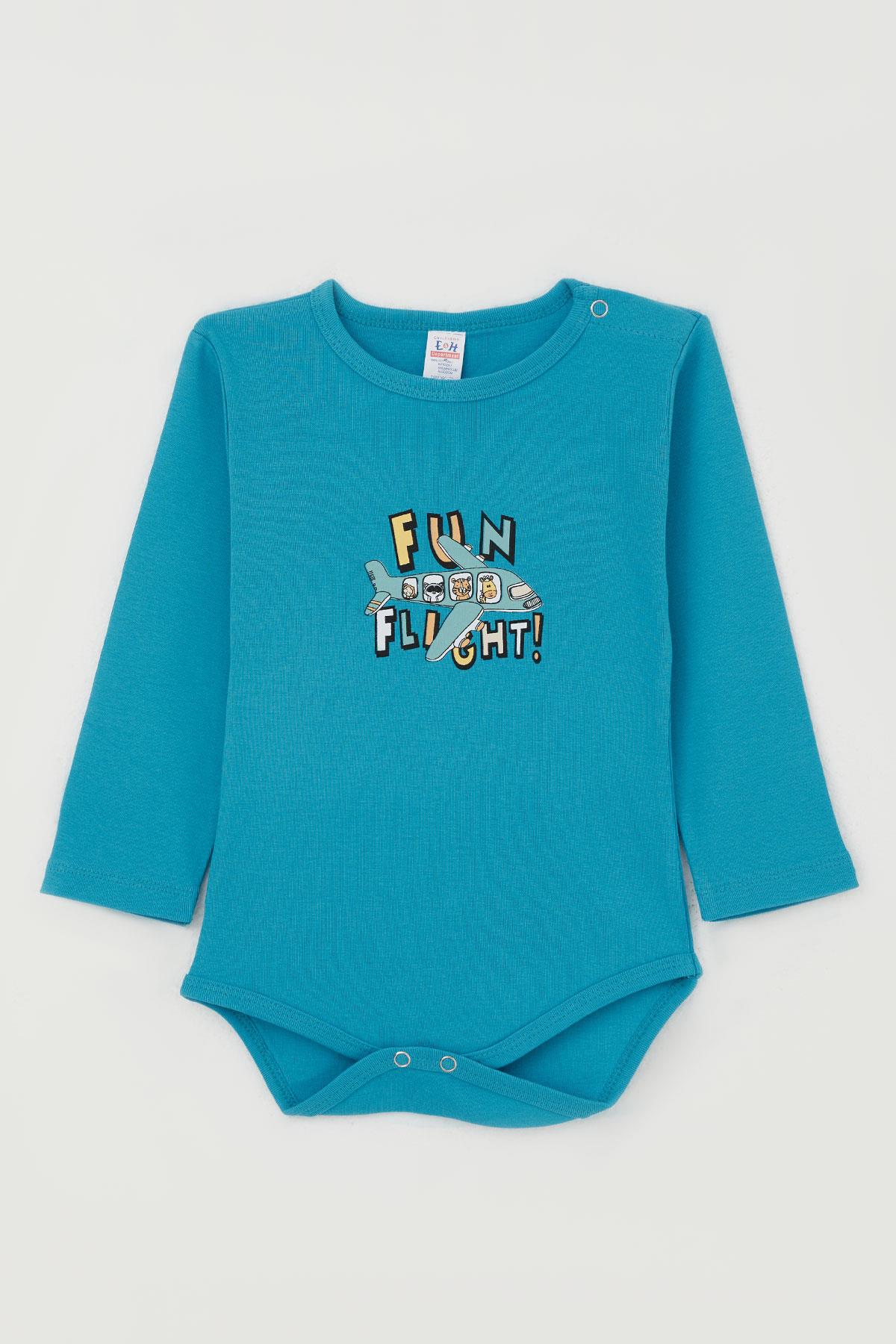 Breeze Erkek Bebek Çıtçıtlı Zıbın Body Pilot Hayvancıklar Baskılı Mavi (9 Ay-3 Yaş)