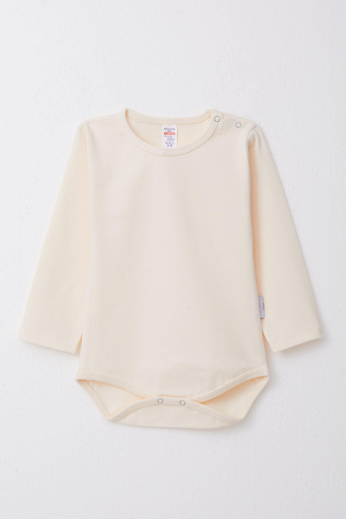 Breeze Erkek Bebek Çıtçıtlı Zıbın Body Basic Krem (9 Ay-3 Yaş)