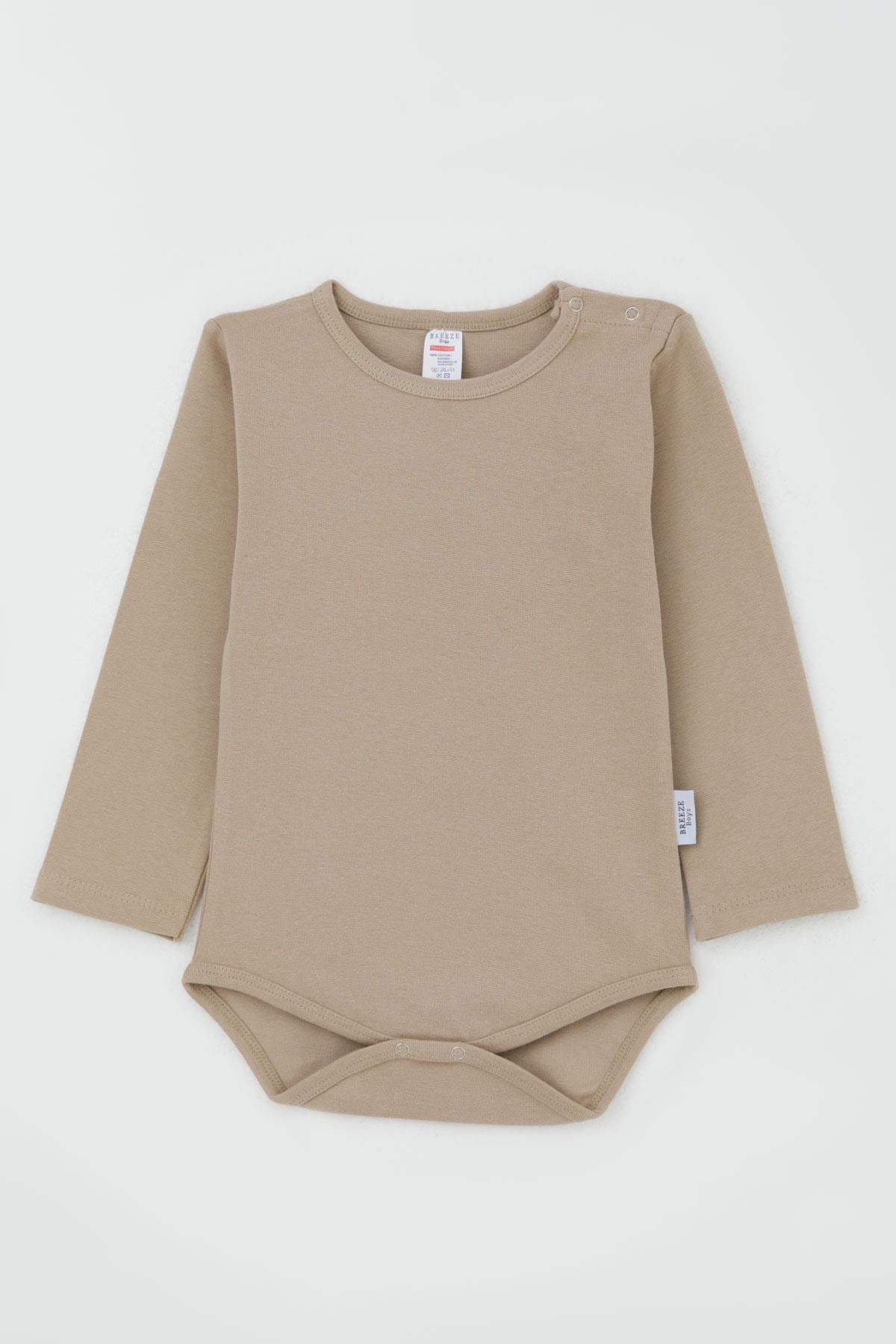 Breeze Erkek Bebek Çıtçıtlı Zıbın Body Basic Vizon (9 Ay-3 Yaş)