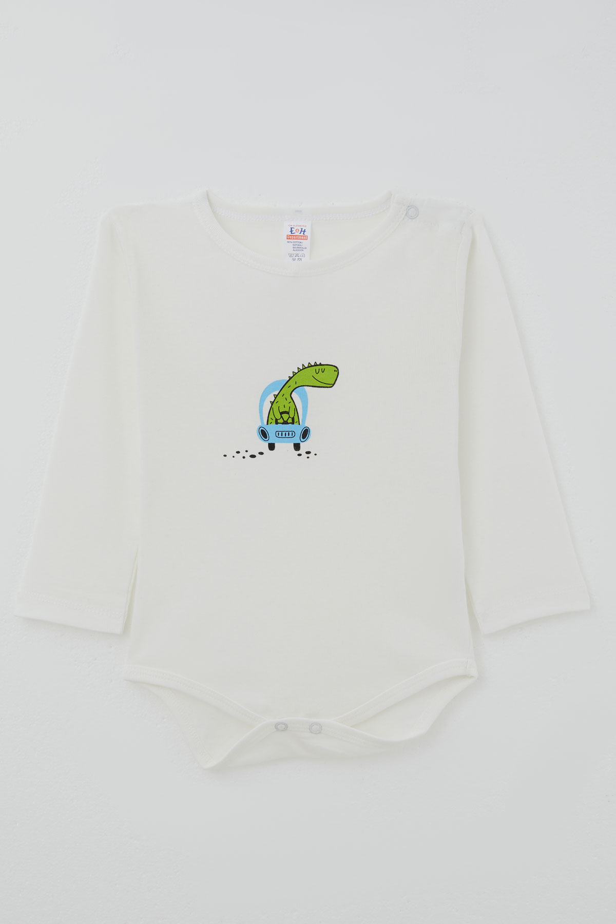 Breeze Erkek Bebek Çıtçıtlı Zıbın Body Dinozor Baskılı Ekru (9 Ay-3 Yaş)