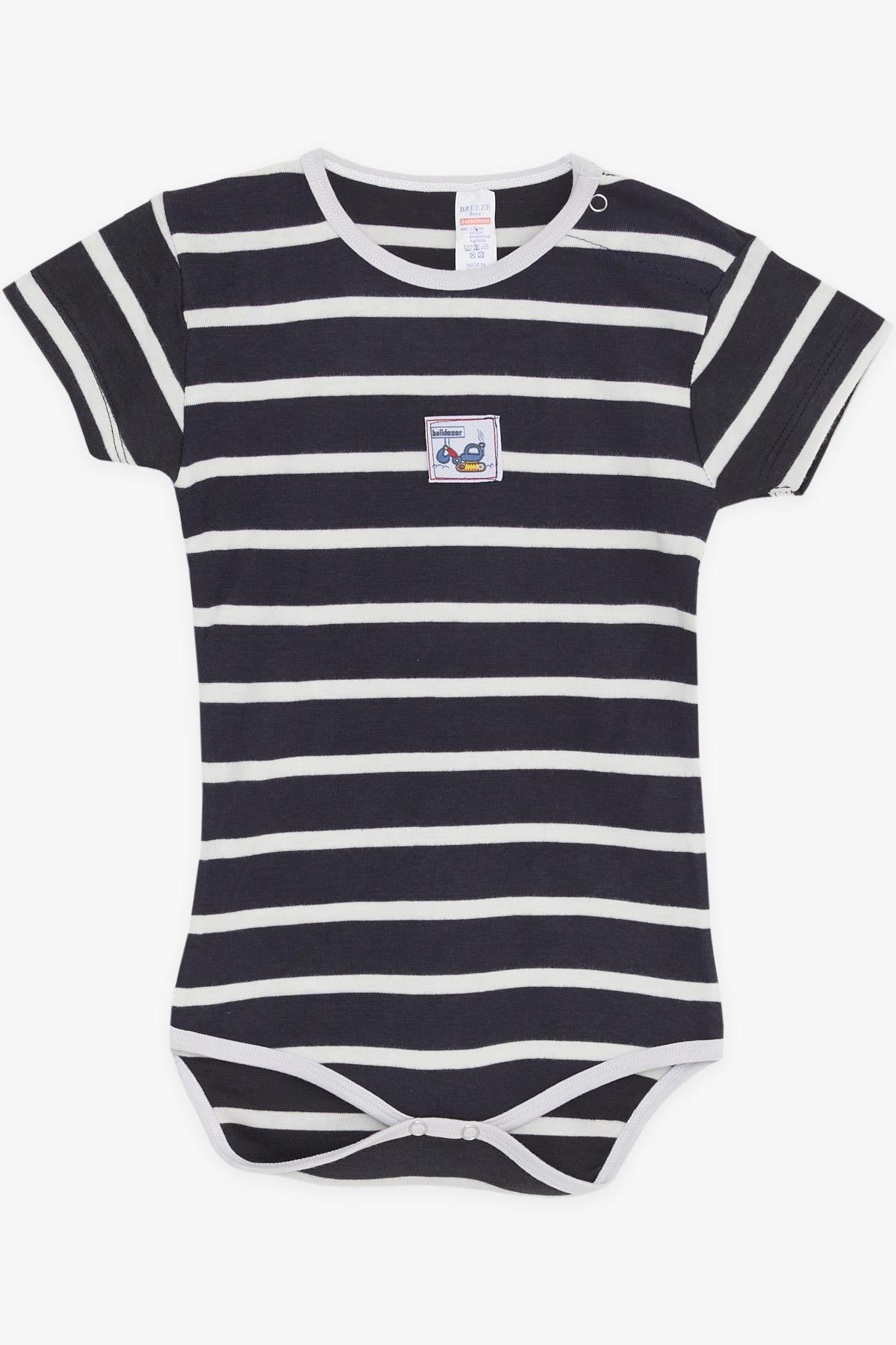 Breeze Erkek Bebek Çıtçıtlı Zıbın Body İş Makinası Baskılı Antrasit (1 Yaş)