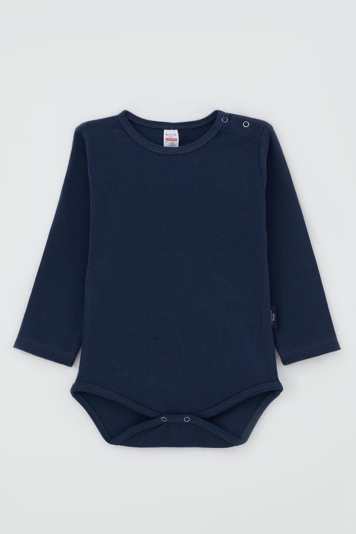 Breeze Erkek Bebek Çıtçıtlı Zıbın Body Basic Koyu Lacivert (9 Ay-3 Yaş)