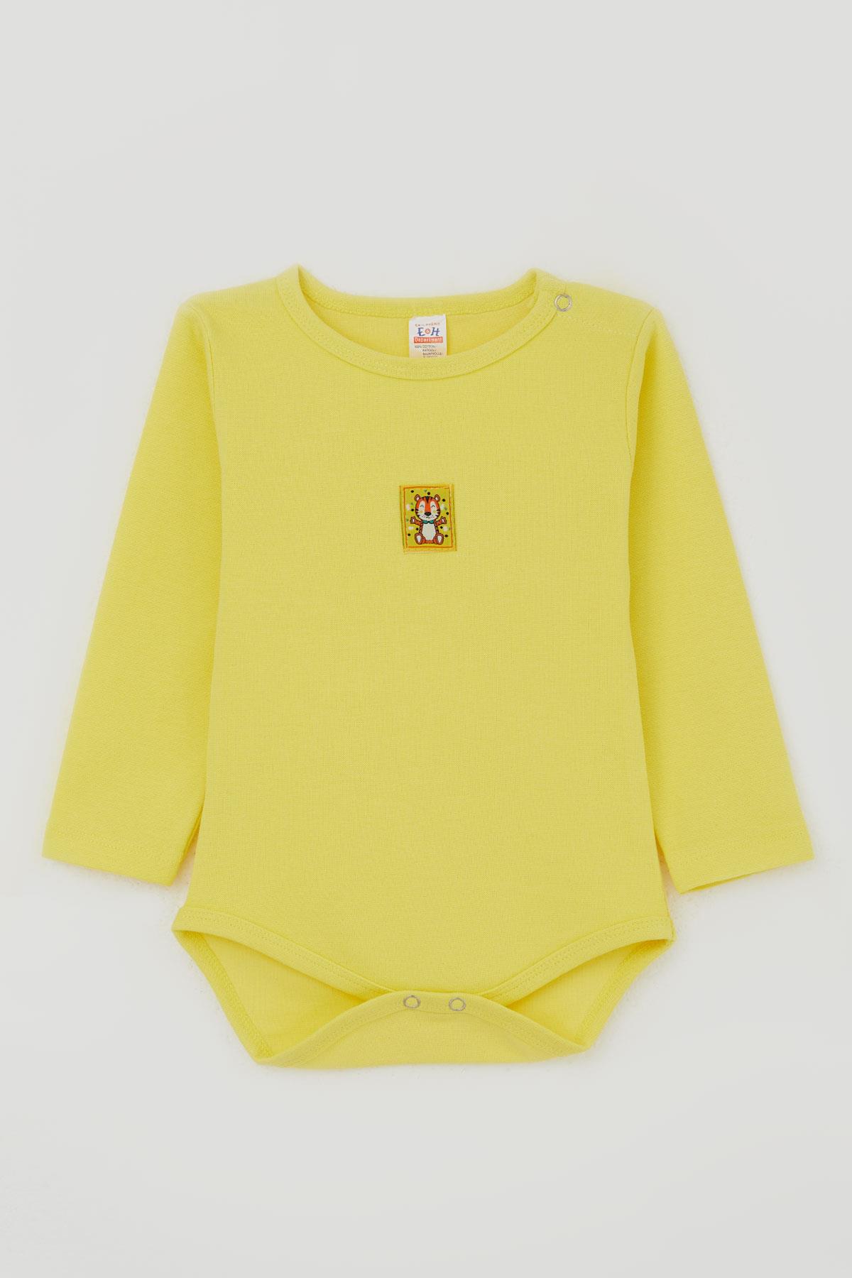 Breeze Erkek Bebek Çıtçıtlı Zıbın Body Aslancık Baskılı Neon Sarı (9 Ay-3 Yaş)