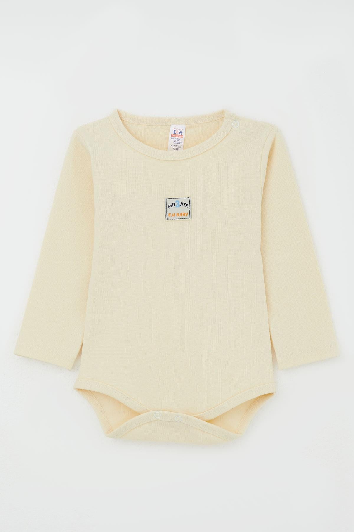 Breeze Erkek Bebek Çıtçıtlı Zıbın Body Yazı Baskılı Krem (9 Ay-3 Yaş)