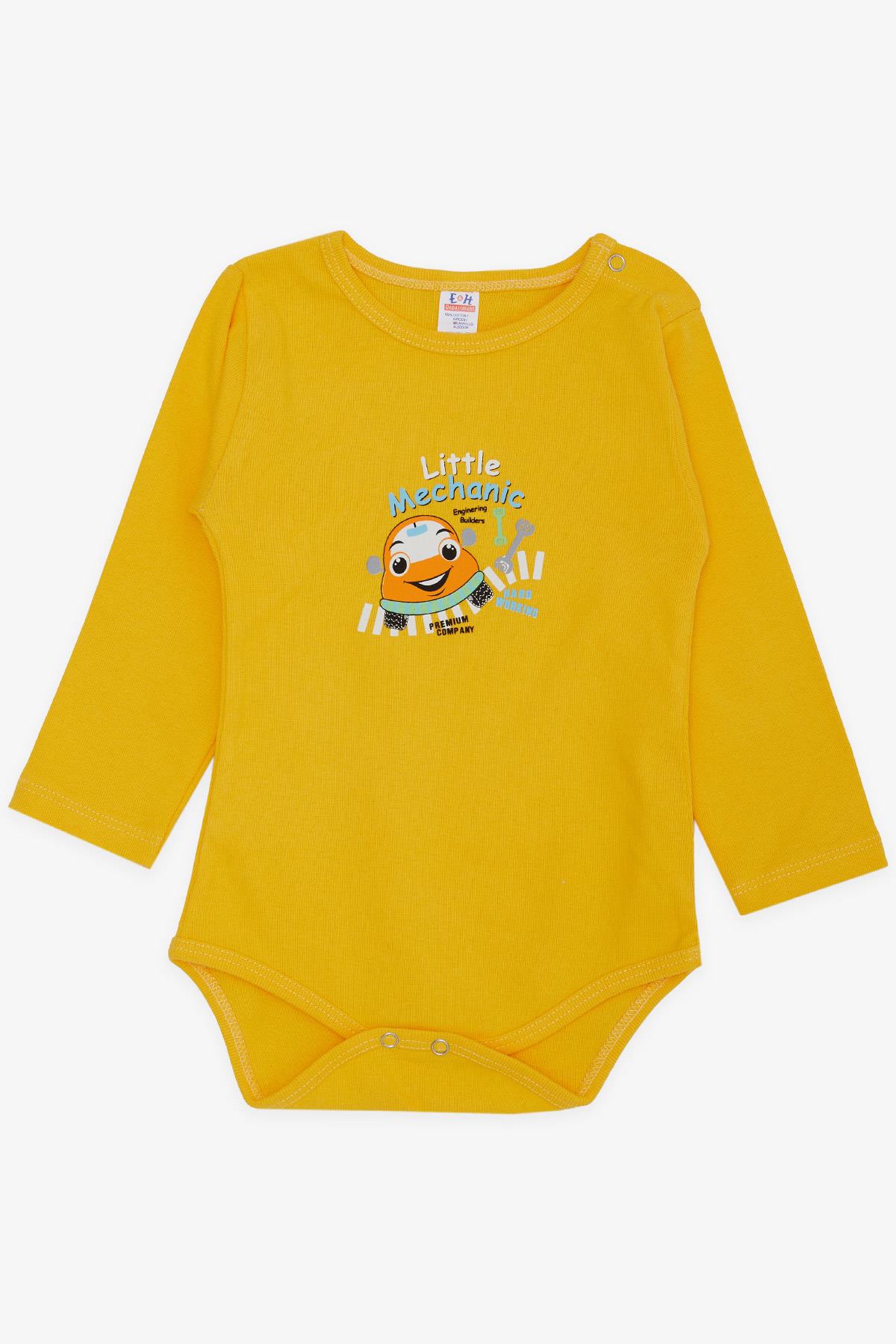 Breeze Erkek Bebek Çıtçıtlı Zıbın Body Küçük Tamirci Hardal Sarı (9 Ay-3 Yaş)