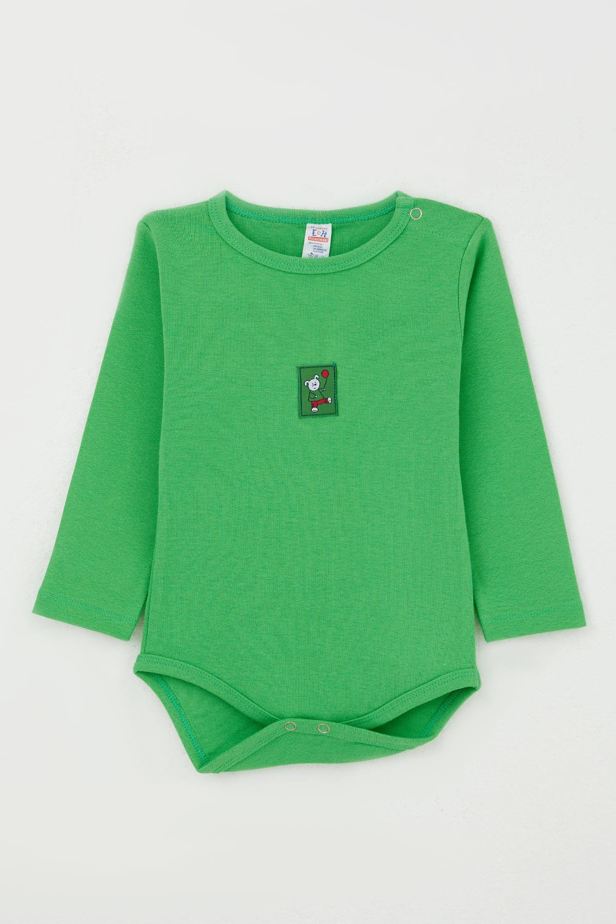 Breeze Erkek Bebek Çıtçıtlı Zıbın Body Balonlu Ayıcık Baskılı Yeşil (9 Ay-3 Yaş)